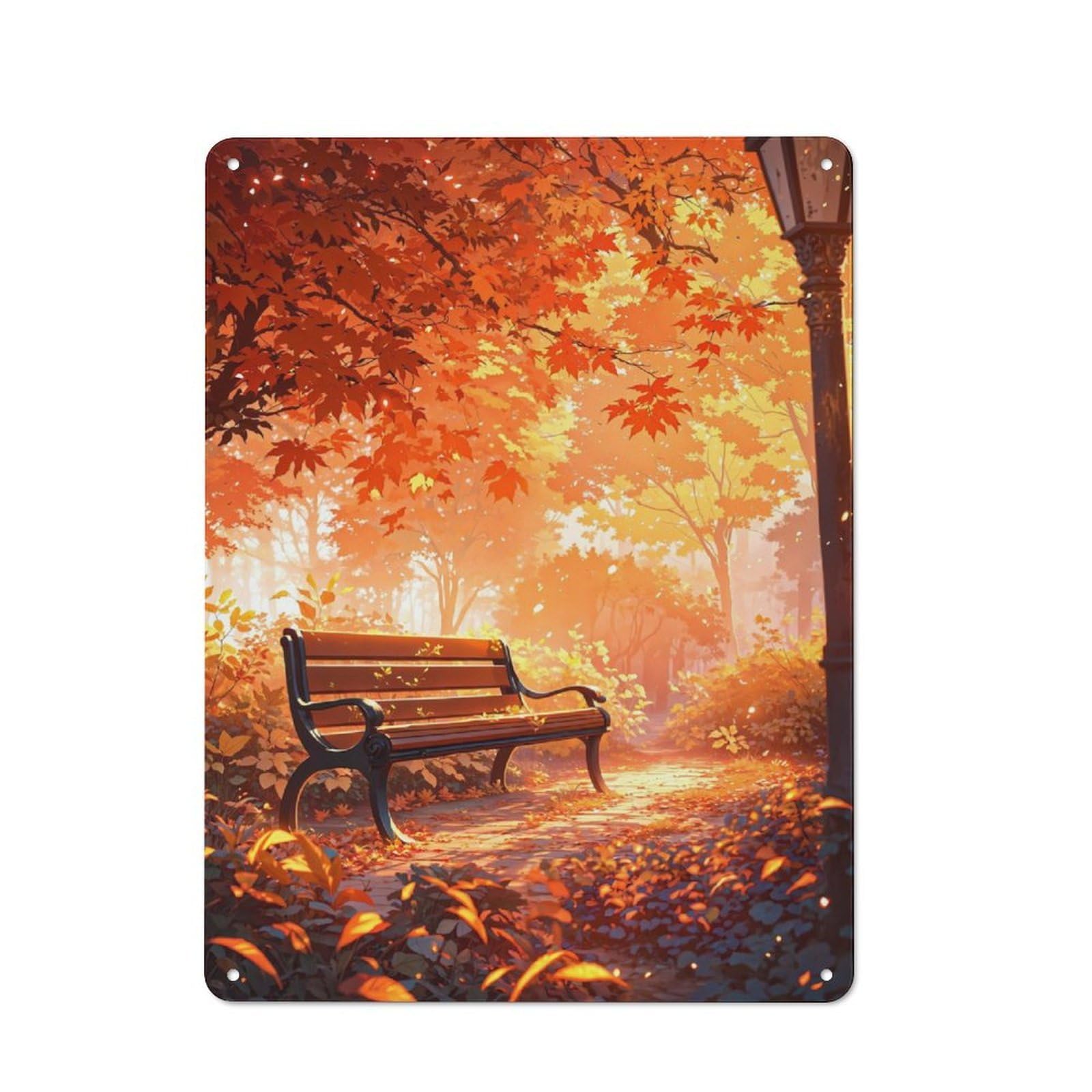 Junmoney Autumn Serenity Vintage Tin Sign 40X30cm With For Garage Wall, Suited To People Furnishing A Garage