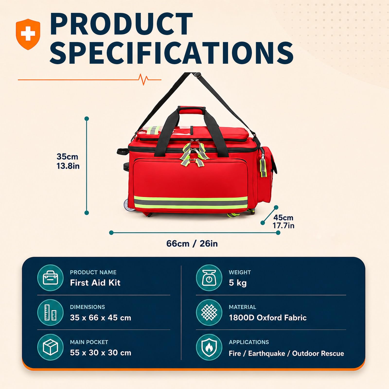 Bolsa Tipo Carrito Portátil Para Botiquín De Primeros Auxilios blue | Diseño Multi-bolsillo Y Divisores Internos, Resistente Al Desgaste Y a Desgarros, Para Profesionales Del Rescate
