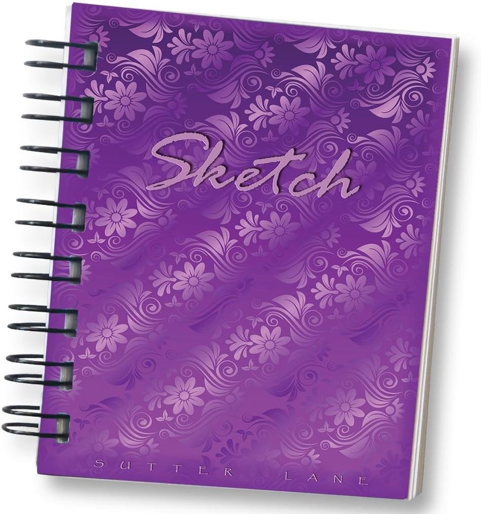 Sketchbook for Drawing and Mixed Media 4"x5", Floral - Pocket Size Blank Spiral Bound Artist Drawing Pad/Sketch Journal