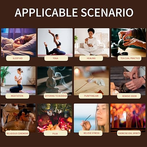 Miniatura 7 de Quemador de incienso de hierro fundido, juego de quemador de incienso 4 en 1, atrapador de cenizas de incienso de tres patas con tapa para rituales,