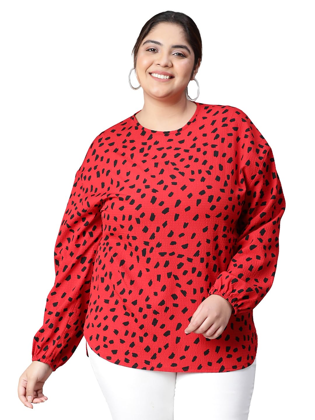 oxolloxo Women Plus Size Round Neck Long Sleeve Animal Print Top-picture-52