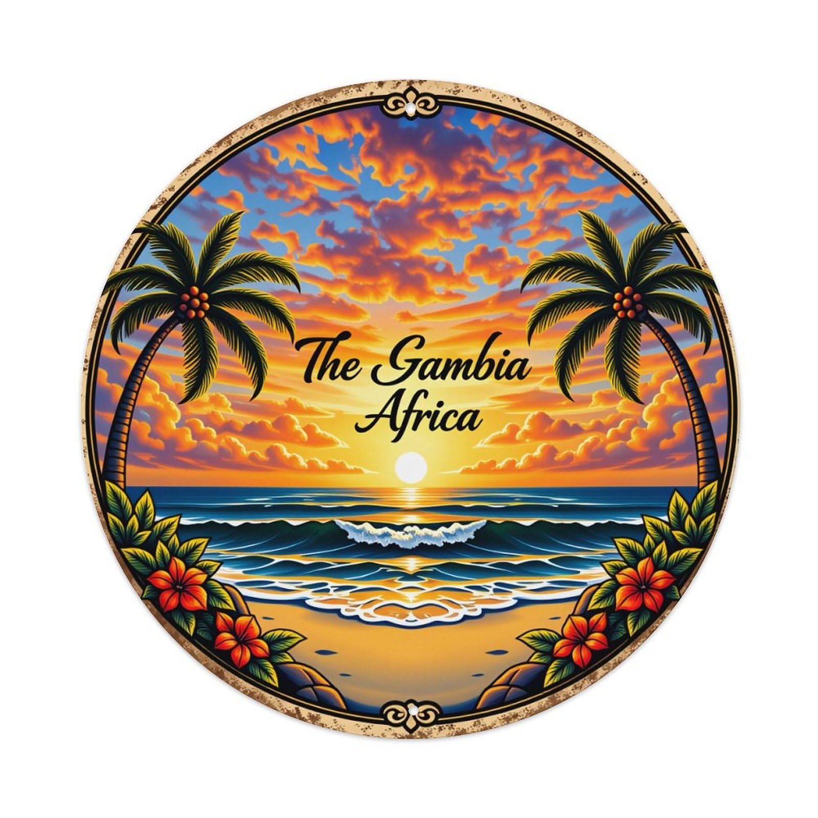 Tropical Sunset Beach Palm Trees Tin Sign Vintage Style Home Bar Garden Wall Plaque Decor Metal Poster 8x12 Inch