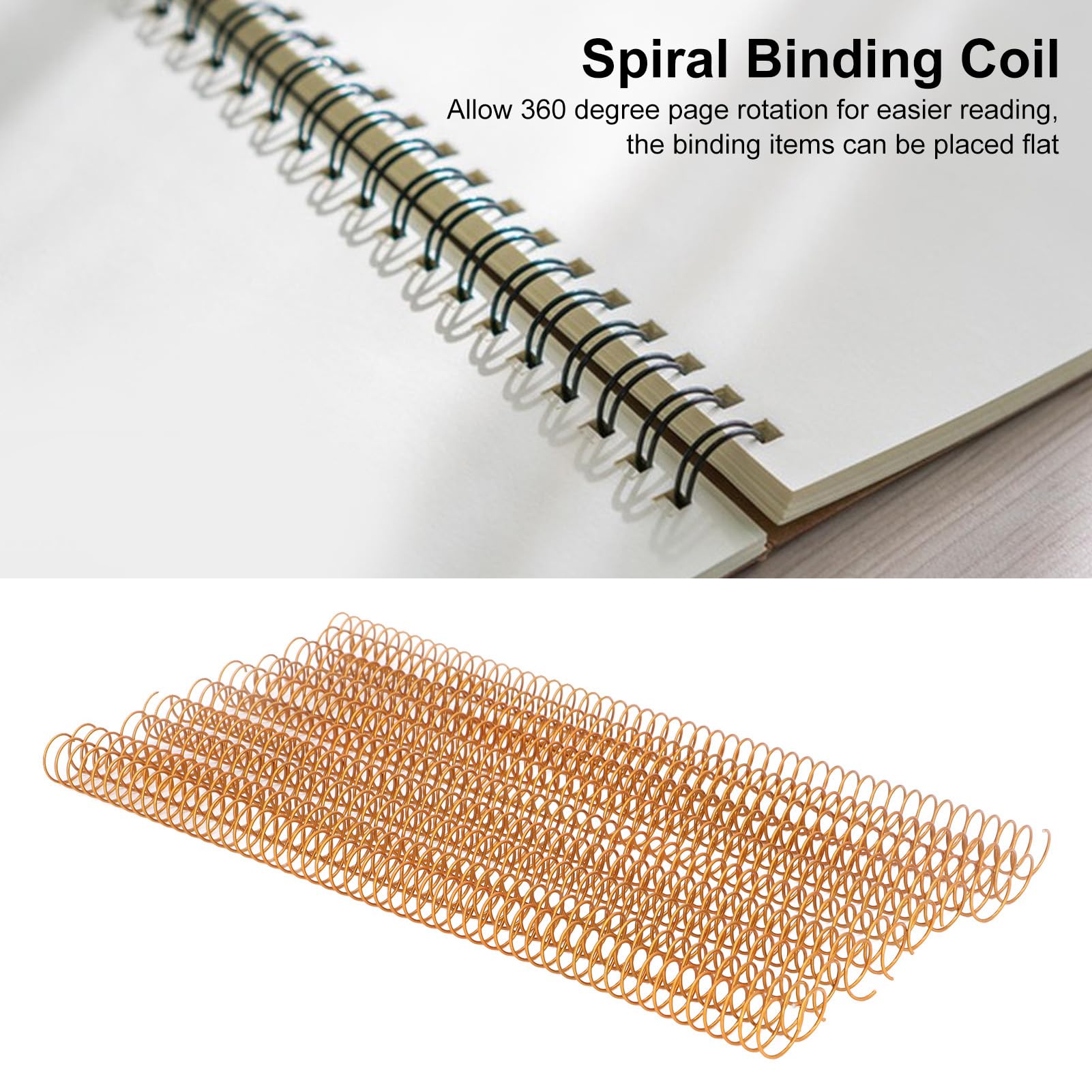 100 PCS Bobina di rilegatura a spirale, foglio di rilegatura, dorso del foglio di bobina per rilegare file di ingegneria, rapporti aziendali, documenti di ufficio, ecc. (Oro)