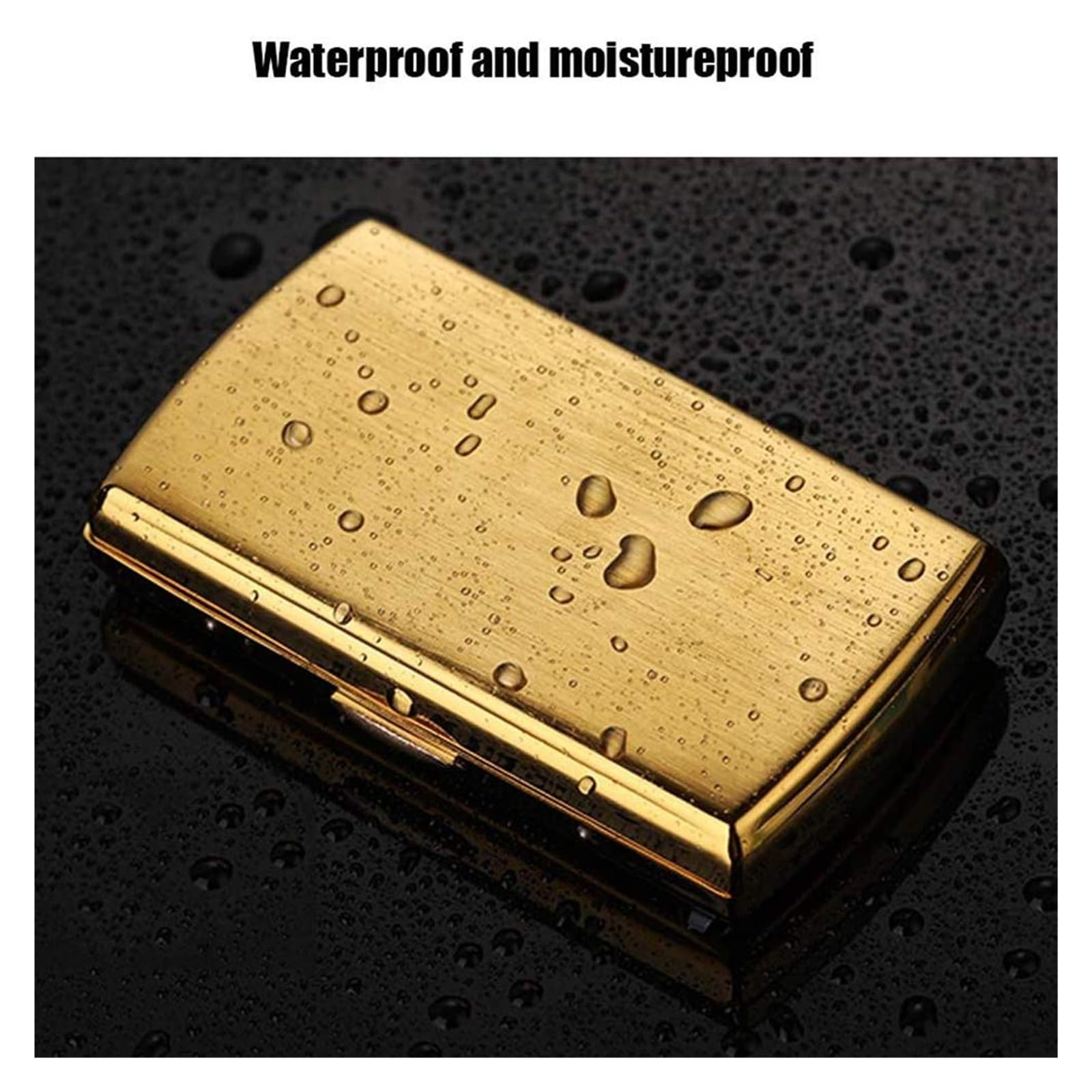 Etui na papierosy, pudełko na papierosy z metalu w stylu retro - dwustronny, sprężynowy klips, kieszonkowy uchwyt na 12 papierosów (złoty)