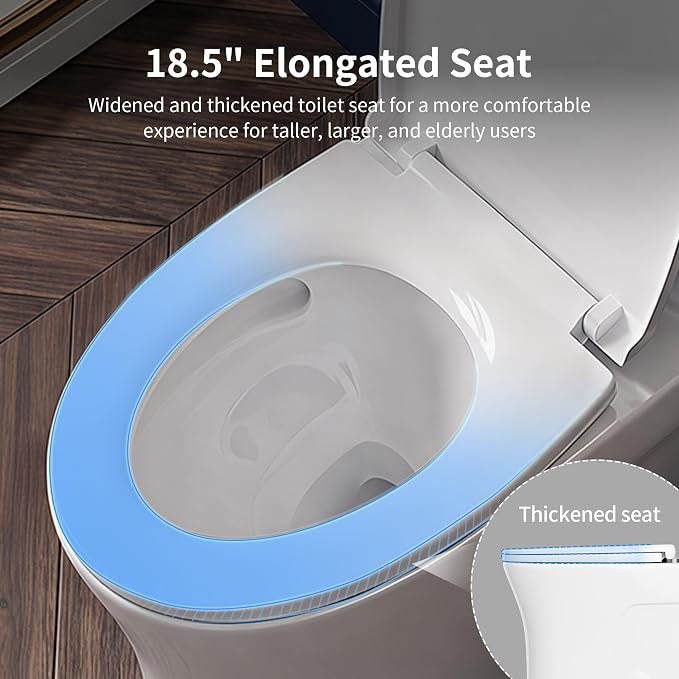 Inodoro de una pieza alargado DeerValley con asiento Comfort Chair, altura ADA, doble descarga potente (1/1.28 GPF), capacidad MaP 1000 g, entrada de 12 pulgadas, taza sin borde, inodoro cerámico moderno para baño miniatura 11
