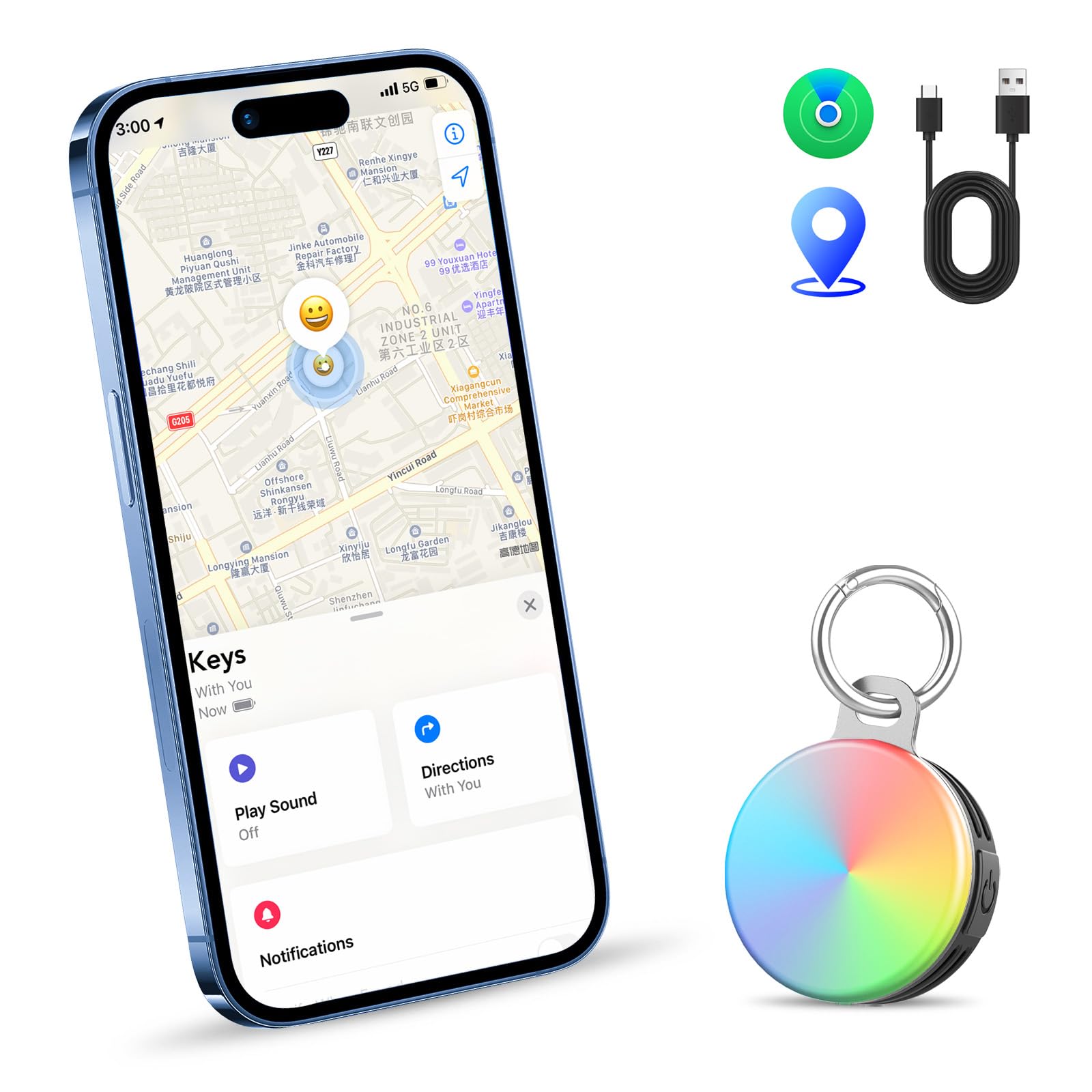 Air Tracker Tag 1 Pezzi, Bluetooth Trova oggetti Compatibile con Apple Dov'è (solo iOS, Android non supportato), Localizzatore Chiavi per Borse, Bagagli, Zaini