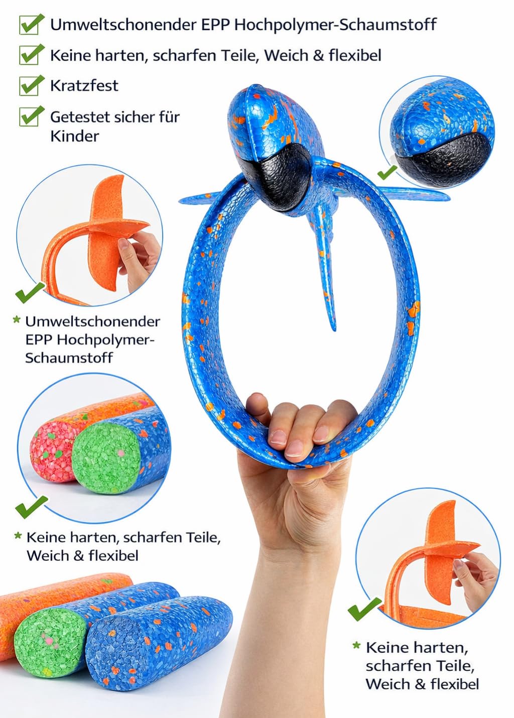 4 Pezzi Set di Aerei a Vela – Aerei in Stiropor Realizzati in Robusto Schiuma EPP – Aerei Lanciabili in 4 Colori – Giocattolo per Bambini all'aperto, Regalo per Ragazzi e Ragazze