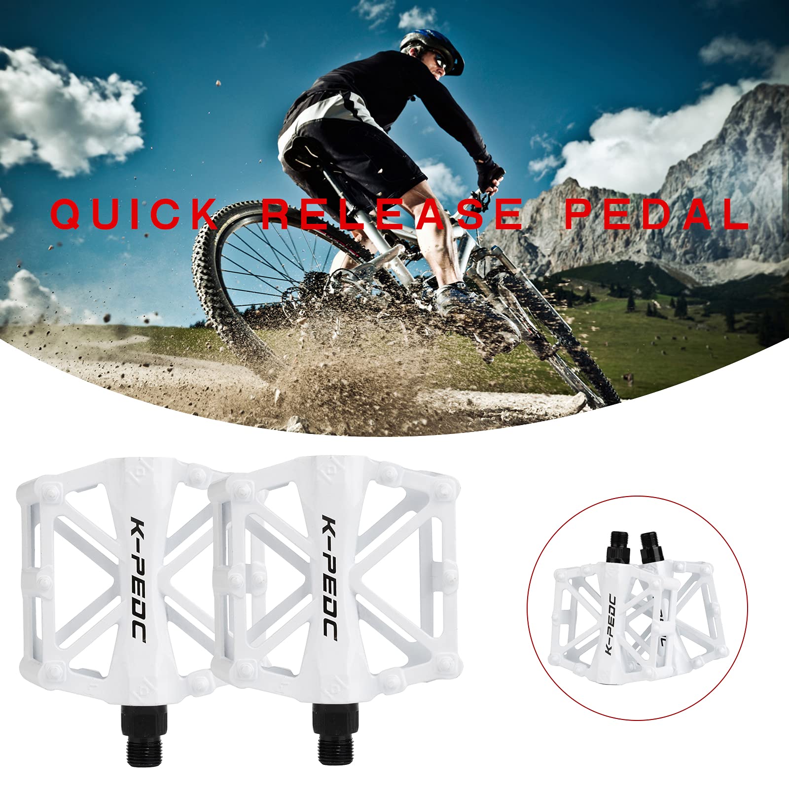 SPFAS Pedali della bicicletta Pedale della bici in alluminio Ciclismo / Strada Mountain MTB / BMX Pedale della bici con pedali Super Bearing Platone stabile con pedale antiscivolo per 9/16 di pollice (5 colori)