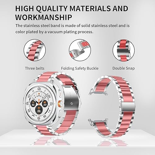 Vista 2 de GOLDTOLUCK No Gap Stainless Steel Band Compatible with Samsung Galaxy Watch 8 7 6 5 4 Classic FE Pro Ultra 40mm 44mm 46mm 43mm 47mm 45mm 42mm