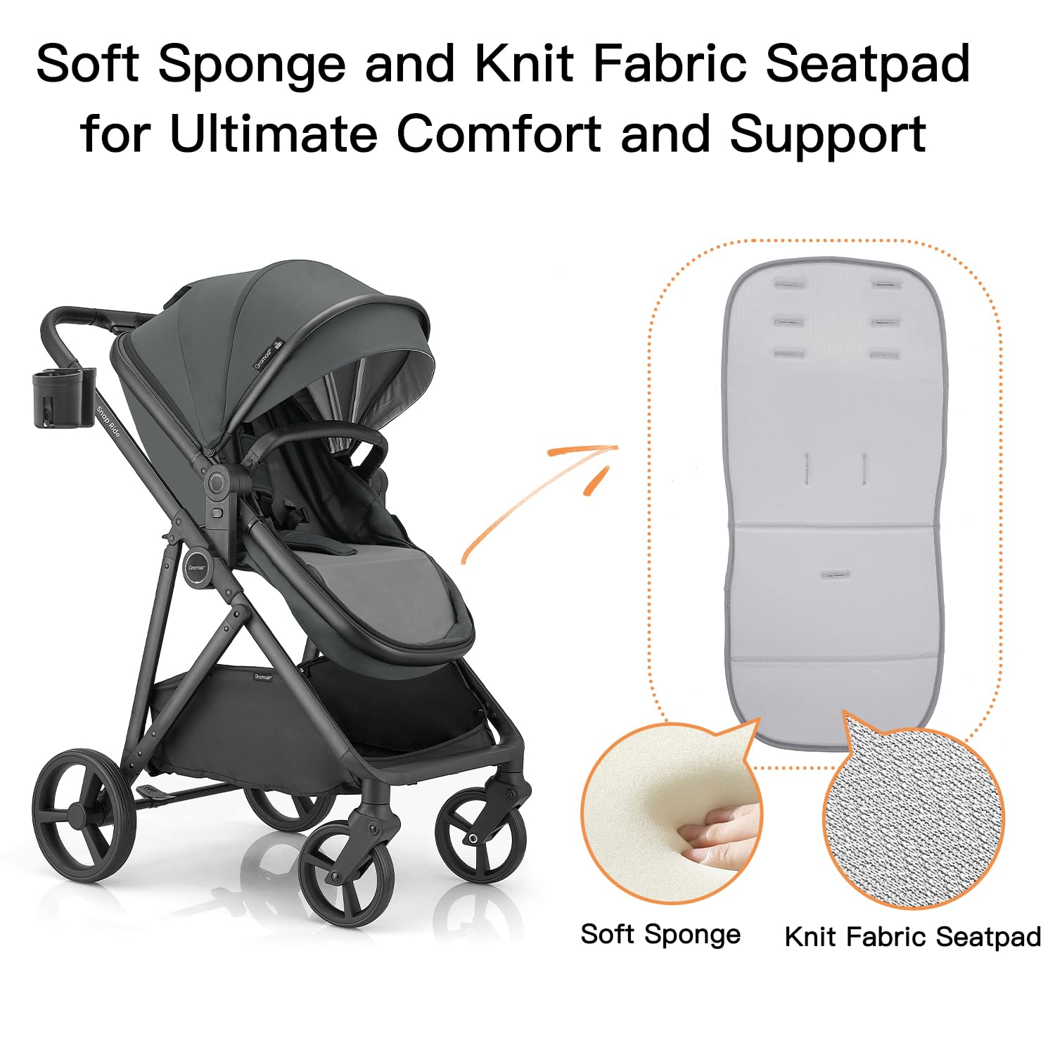 3-in-1 Baby Stroller, Convertible Stroller for Newborn Infant Toddler with Reversible Seat, UPF 50+ Canopy & Cup Holder - Gray