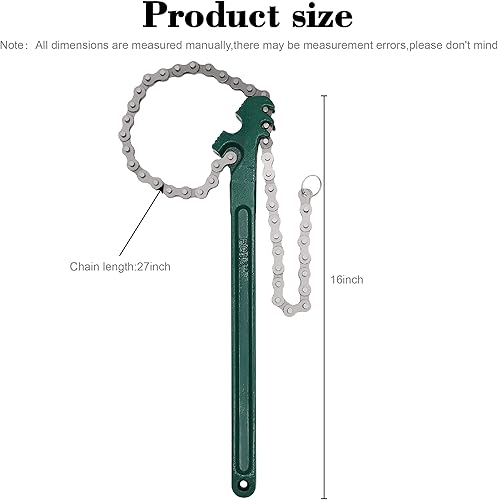 Miniatura 5 de Jeemiter Llave de cadena de trinquete resistente, llave de cadena de filtro de combustible de aceite automotriz de 16 pulgadas para alicates de 1.5