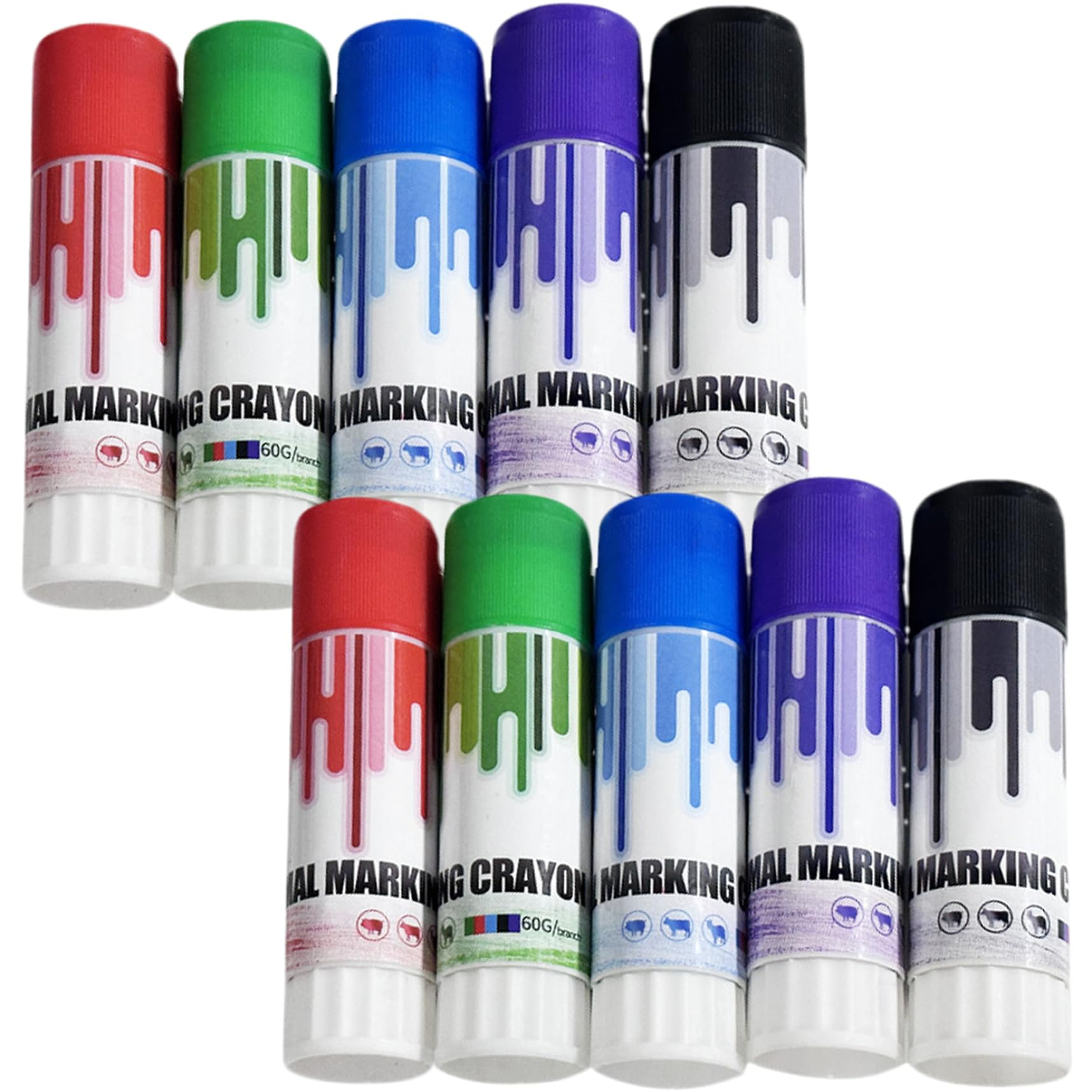 Marqueurs de crayon du bétail, marqueur de bétail 8pcs ensemble 4 couleurs marqueur haute visibilité Identification animale Prod pour cochon, vache, accessoires marquage moutons chèvre