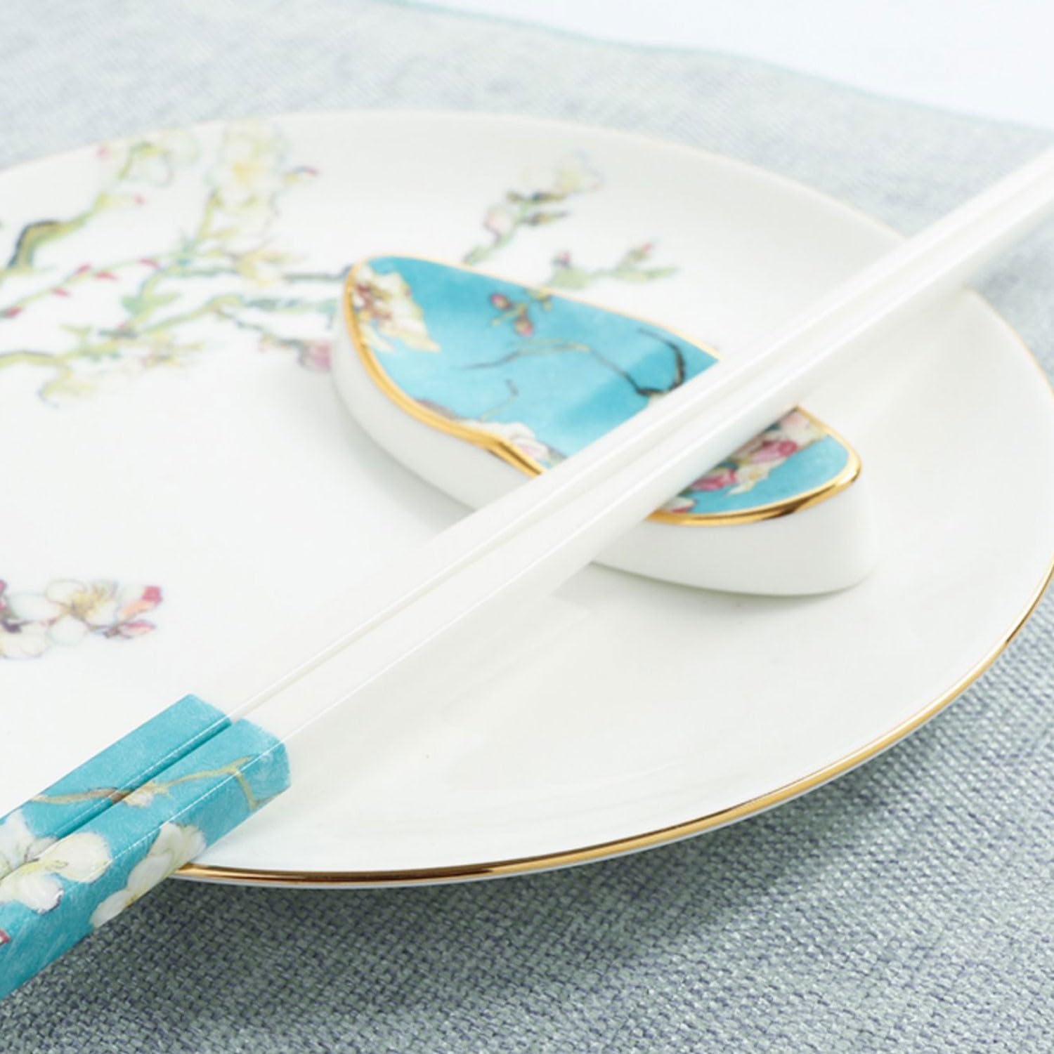 Baguettes pour débutants, Baguettes en métal, Baguettes en céramique antidérapantes, 10 Paires de Baguettes de Style Chinois, Coffret Cadeau(A 26,7 cm)