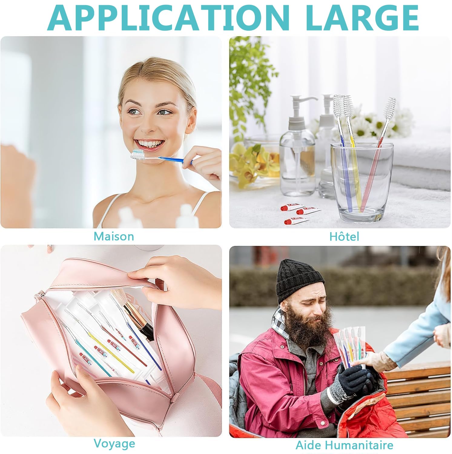 Juego de 150 cepillos de dientes desechables con pasta de dientes integrada, kit de cepillo de dientes y pasta de dientes individualmente embalado para hotel, viajes, invitados, sin hogar, 5 colores