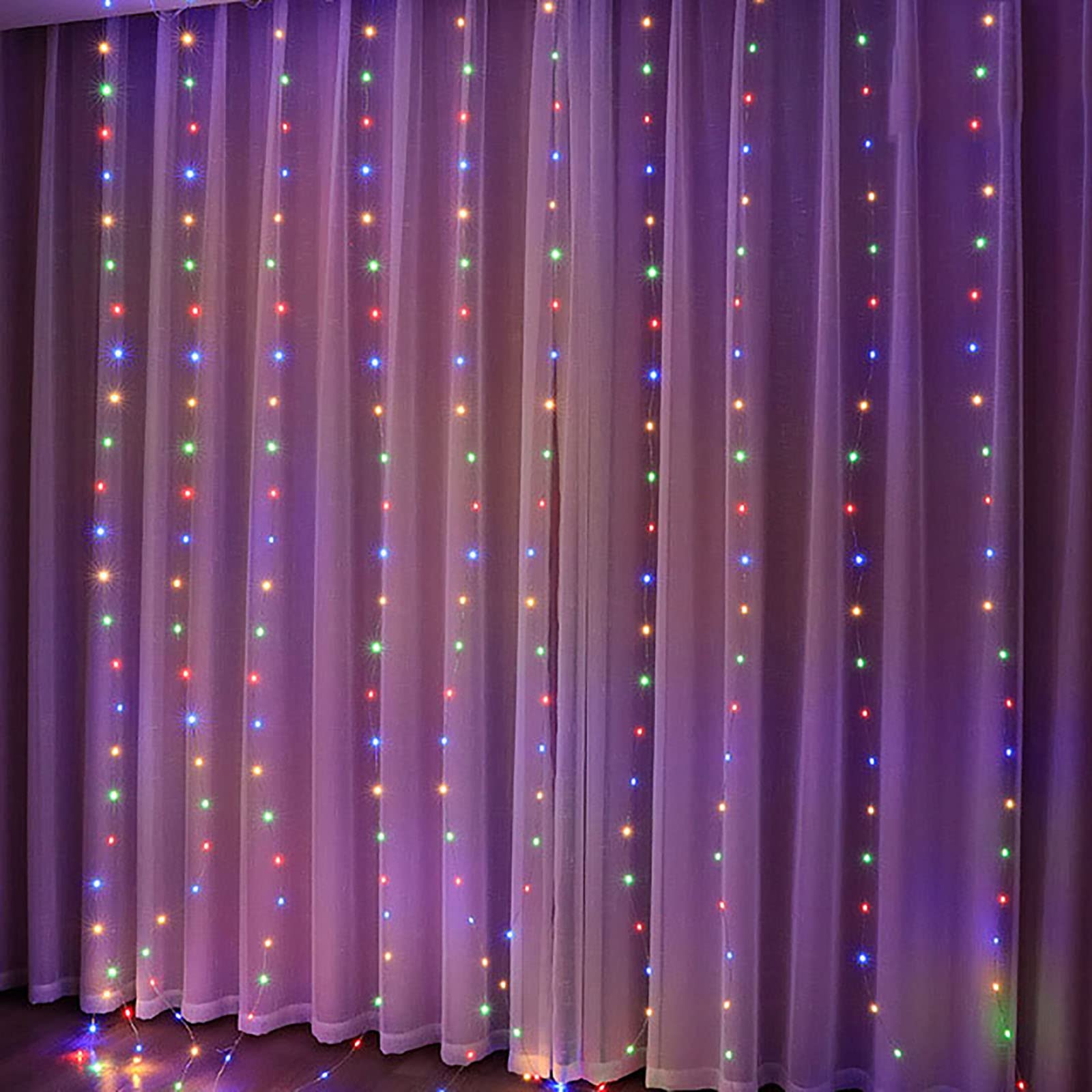 Guirlandes lumineuses de rideau de fenêtre scintillantes guirlandes lumineuses à suspendre pour décoration de chambre à coucher avec 8 modes de lumières de Noël alimentées par USB pour fête de maria