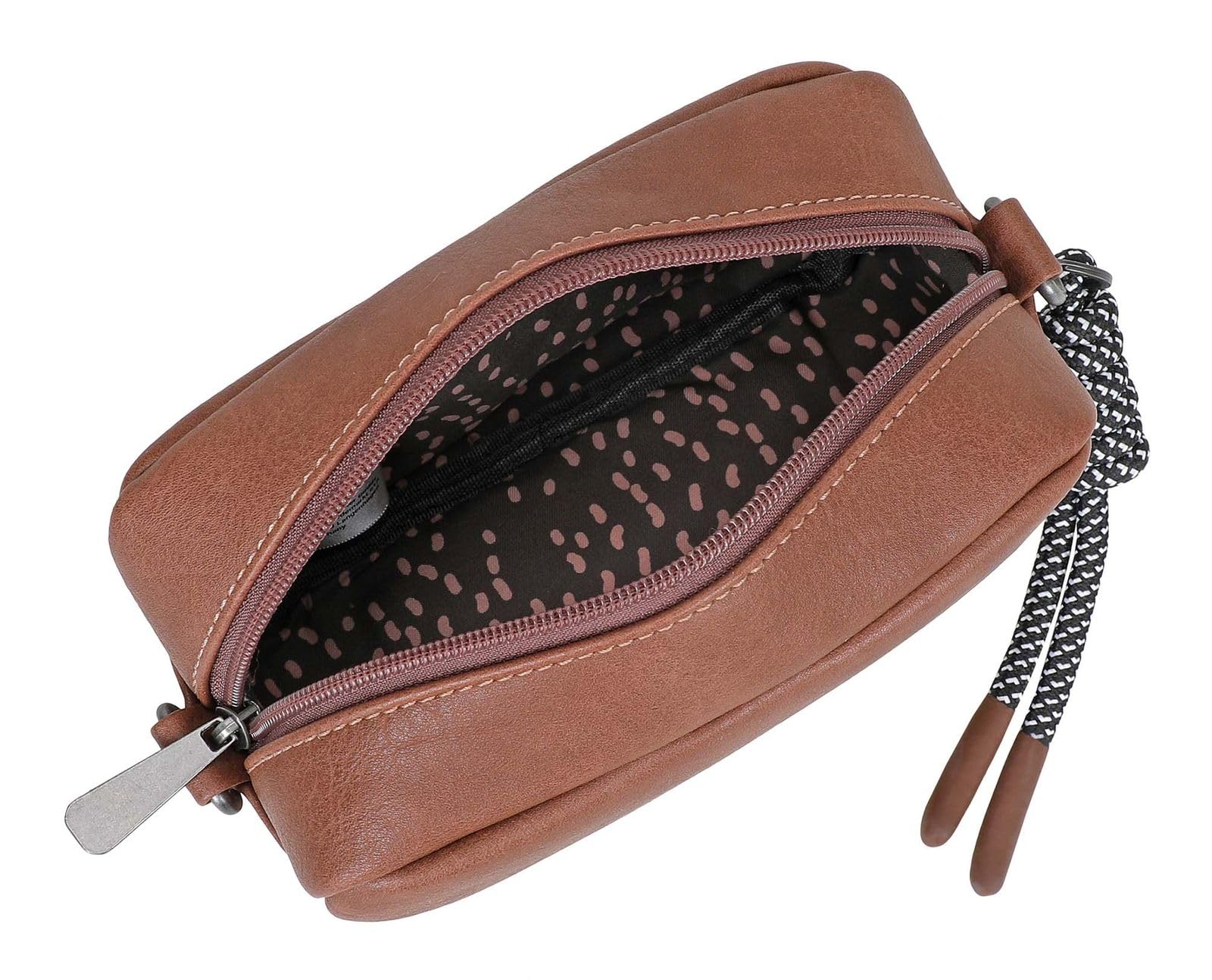 Fritzi Cross Bag Lou Crossbody Damen Umhängetasche Schultertasche Lederimitat Reißverschluss Alltag Reisen Freizeit 14,5 x 22 x 7 cm – Schwarz, Grau, Braun, Blaugrau, Beige, Taupe, Blau, Rot, Gelb