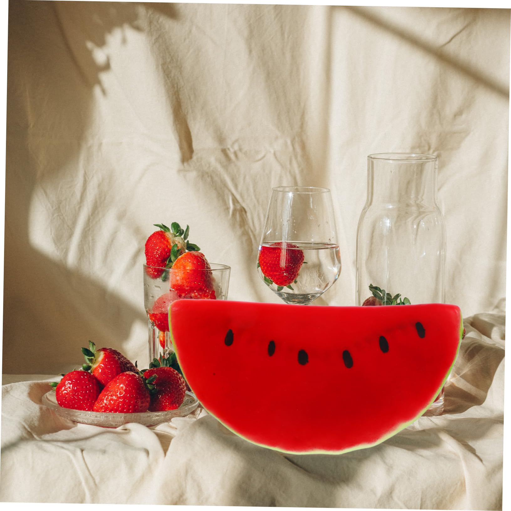 HOOTNEE 3pcs Artificial Fruits Watermelon Decorations Tabletop Decor Photo Prop Realistic Watermelon Slice Fake Watermelon Slices Desktop Model Showpiece Fruit Slices Foam Watermelon Decor
