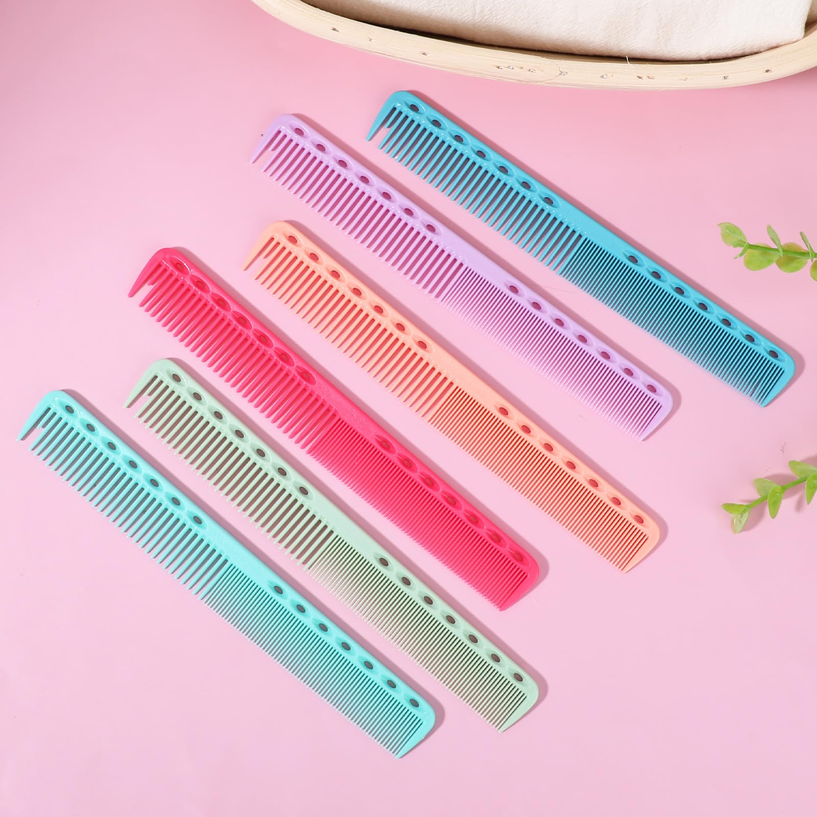 6 peines de corte de carbono para estilista, resistentes al calor, peines de carbono para corte de pelo, peine de peluquería profesional, multiusos, para estilista, dientes medios y finos para 4