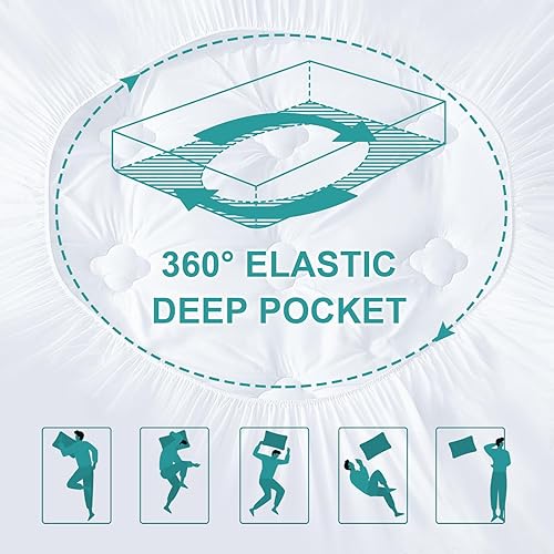 Miniatura 59 de Hansleep Cubrecolchón Queen de viscosa derivada del bambú, cubrecolchón de espuma viscoelástica tamaño Queen con bolsillo profundo, protector