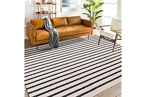 Boho Woven Cotton Area Rug for Outdoor Courtyards