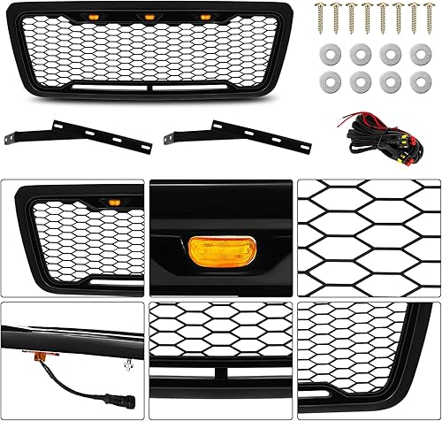 Miniatura 2 de Rejilla compatible con Ford F150 F-150 2004 2004 2005 2006 2007 2008 incluyendo XL XLT FX2 FX4 STX XTR Grill 3 luces LED