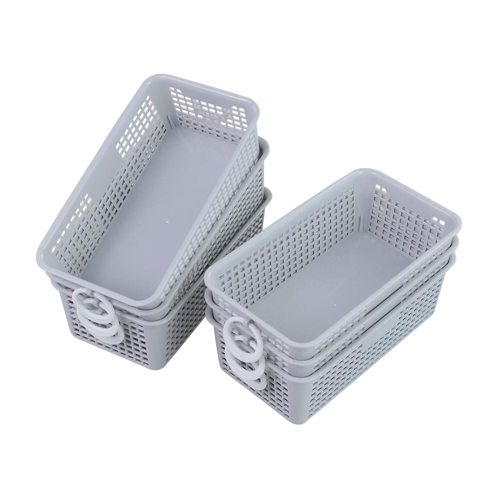 Bringer6-Pack Small Grey Basket, Plastic Baskets for Storage, F