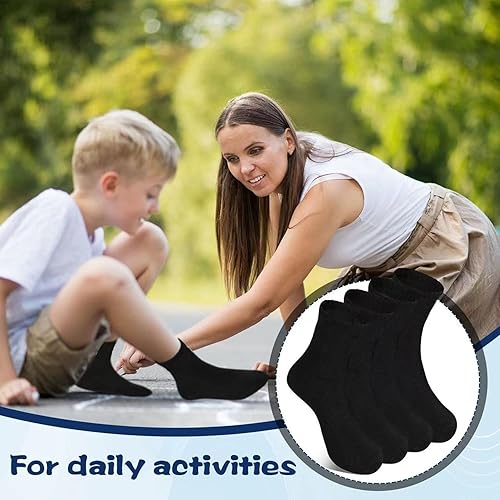 Miniatura 5 de Hanaive 100 pares de calcetines negros unisex de algodón elástico suave y cómodo para niños, calcetines de vestir de baloncesto y fútbol, calcetines