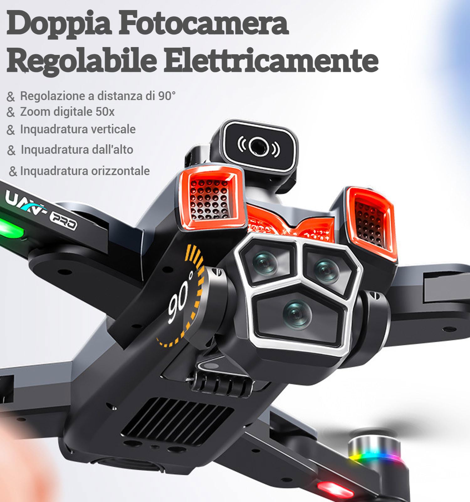 Drone GPS con 5.9 Pollici Schermo RC Quadricottero Pieghévole con Effetti di Luce Telecamera HD Evitamento Ostacoli Ritorno Automatico Motore Brushless Droni per Principianti e Adulti