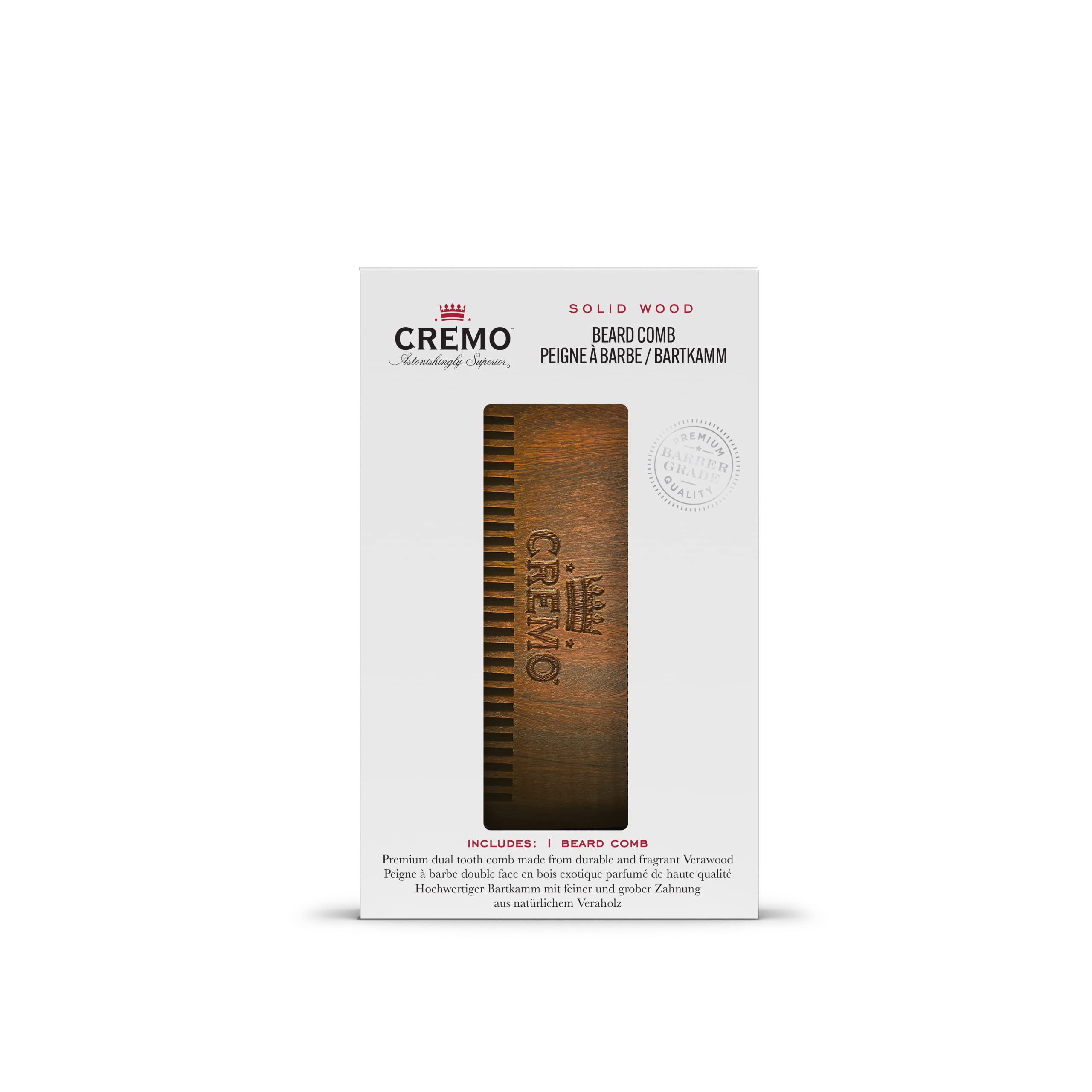 CREMO - Grzebień do brody premium dla mężczyzn | 100% naturalne drewno o zapachu drewna