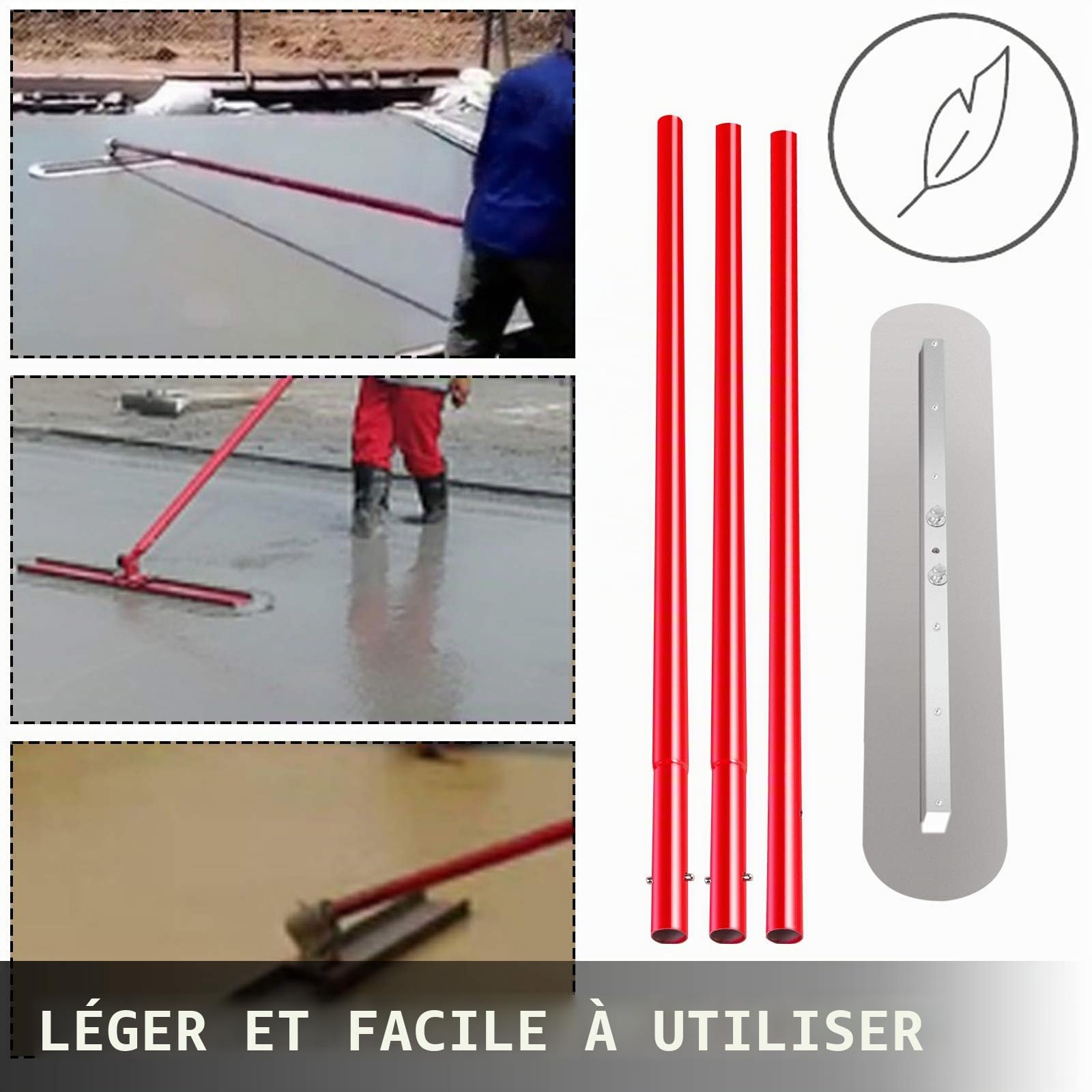 VEVOR Bull Flotteur en Acier Manganèse 900 x 200 mm, Truelle de Maçon, Grande Taloche, Outil de Finition Béton