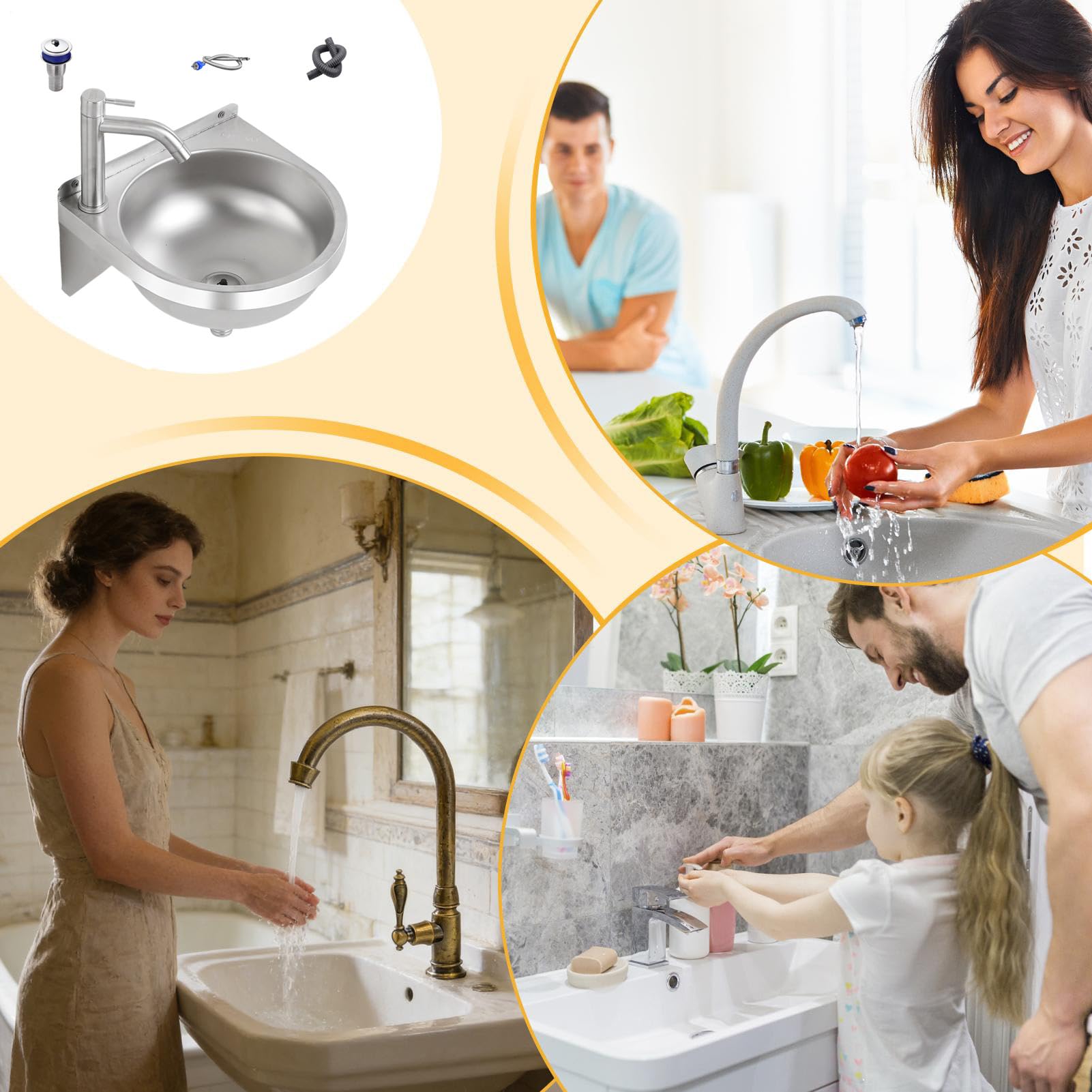 Bagno Mobile Con Lavabo Lavabo a semicircolare per servizi igienici | Lavello per doccia Per Bagno Servizi Igienici Toeletta Cucina Lavanderia Ristorante Casa Bar Hotel
