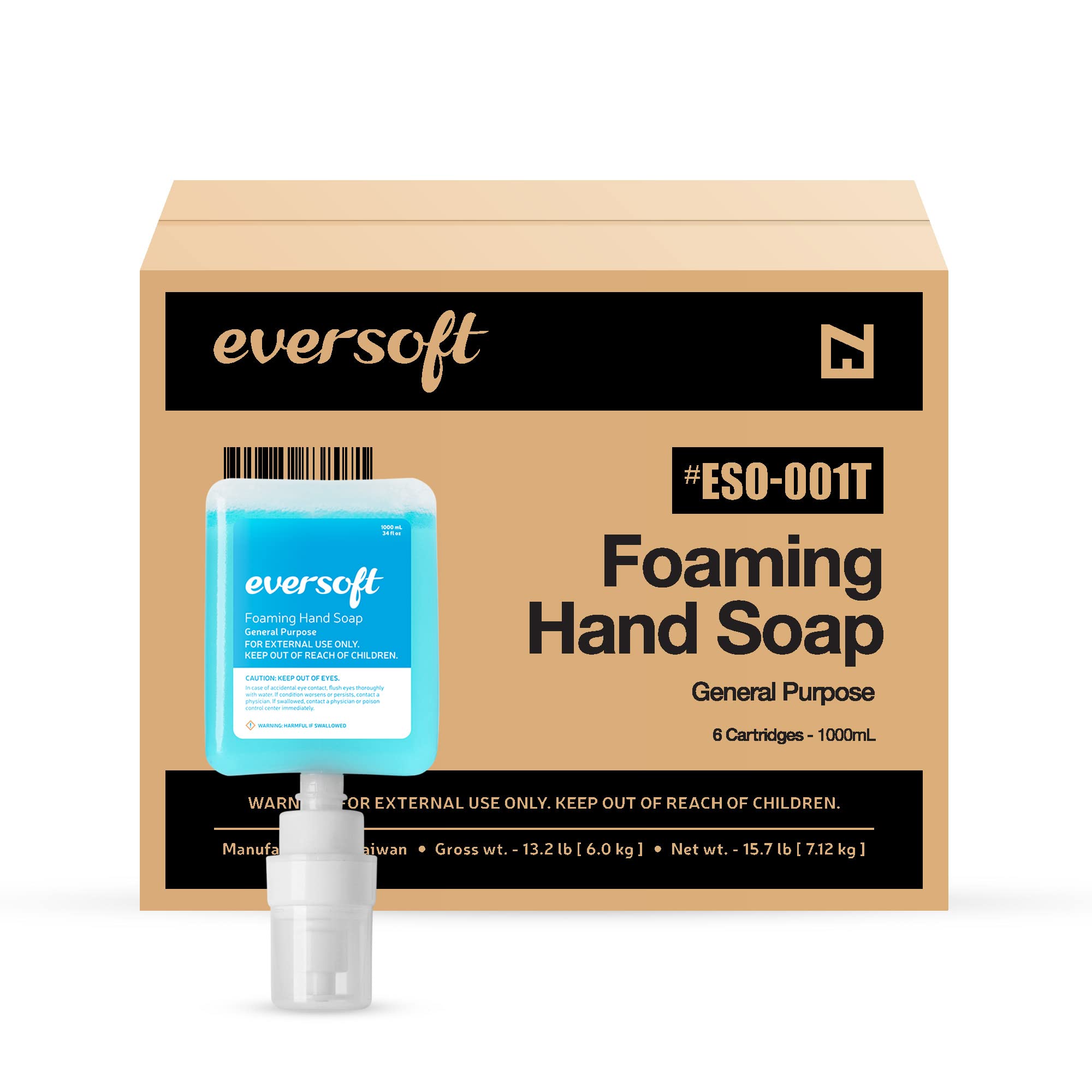 EZbrnd Eversoft ESO-001T Lot de 6 cartouches de savon mousse Puprose 1000 ml