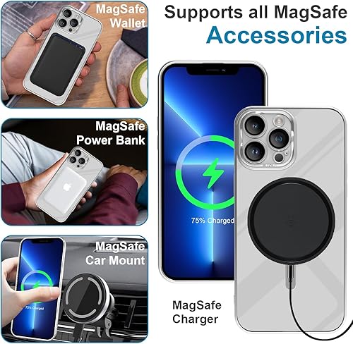 Miniatura 3 de Funda para iPhone 13 Pro Max con protector de lente de cámara compatible con MagSafe compatible con carga inalámbrica Funda magnética transparente