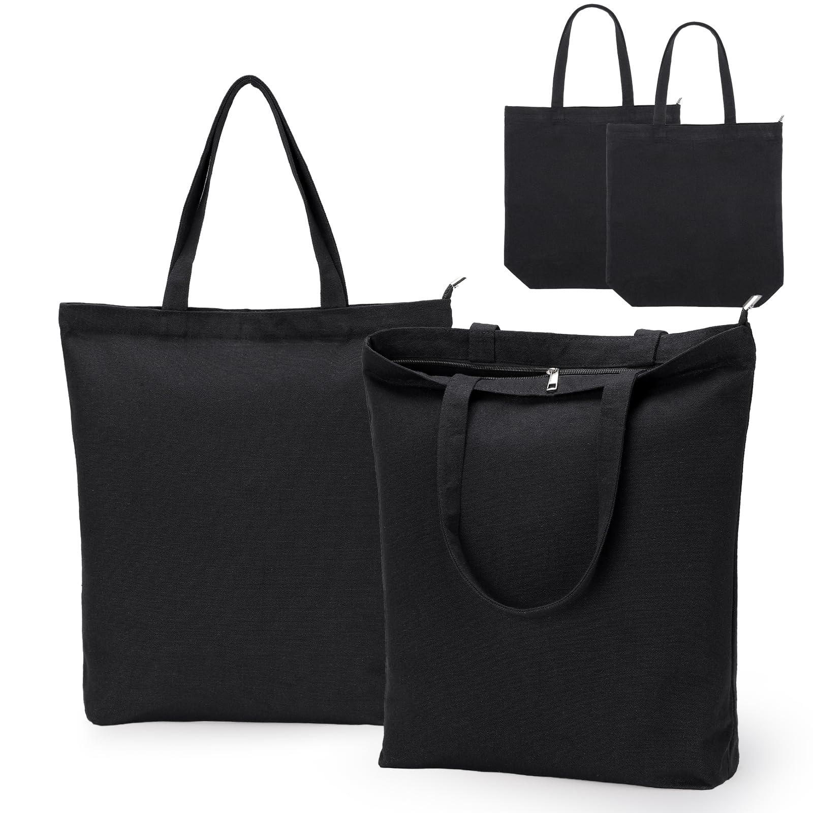 Borsa di Tela con Cerniera - Canvas Tote Bags Beige - Shopper Cata con Zipper per Casual Viaggio