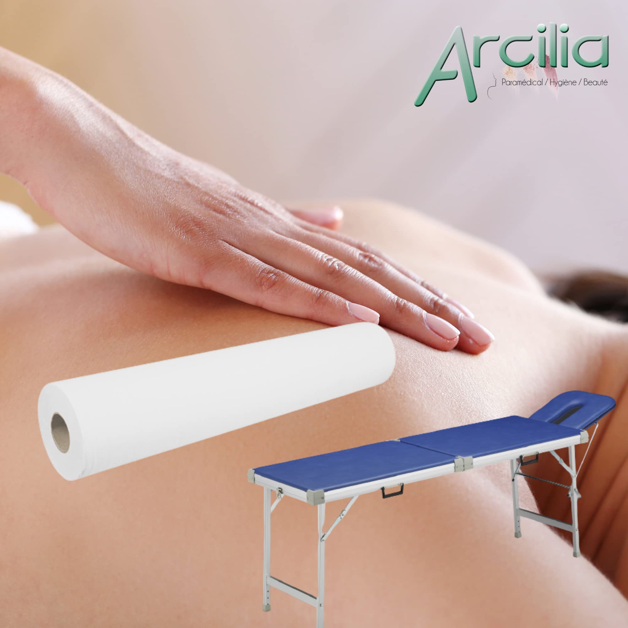 (ARCILIA) Draps d'examen lisses - Lot de 12 - dimensions 70 x 35 cm - 135 formats - Pure ouate - Médical, Protection épilation, Soins, Massages