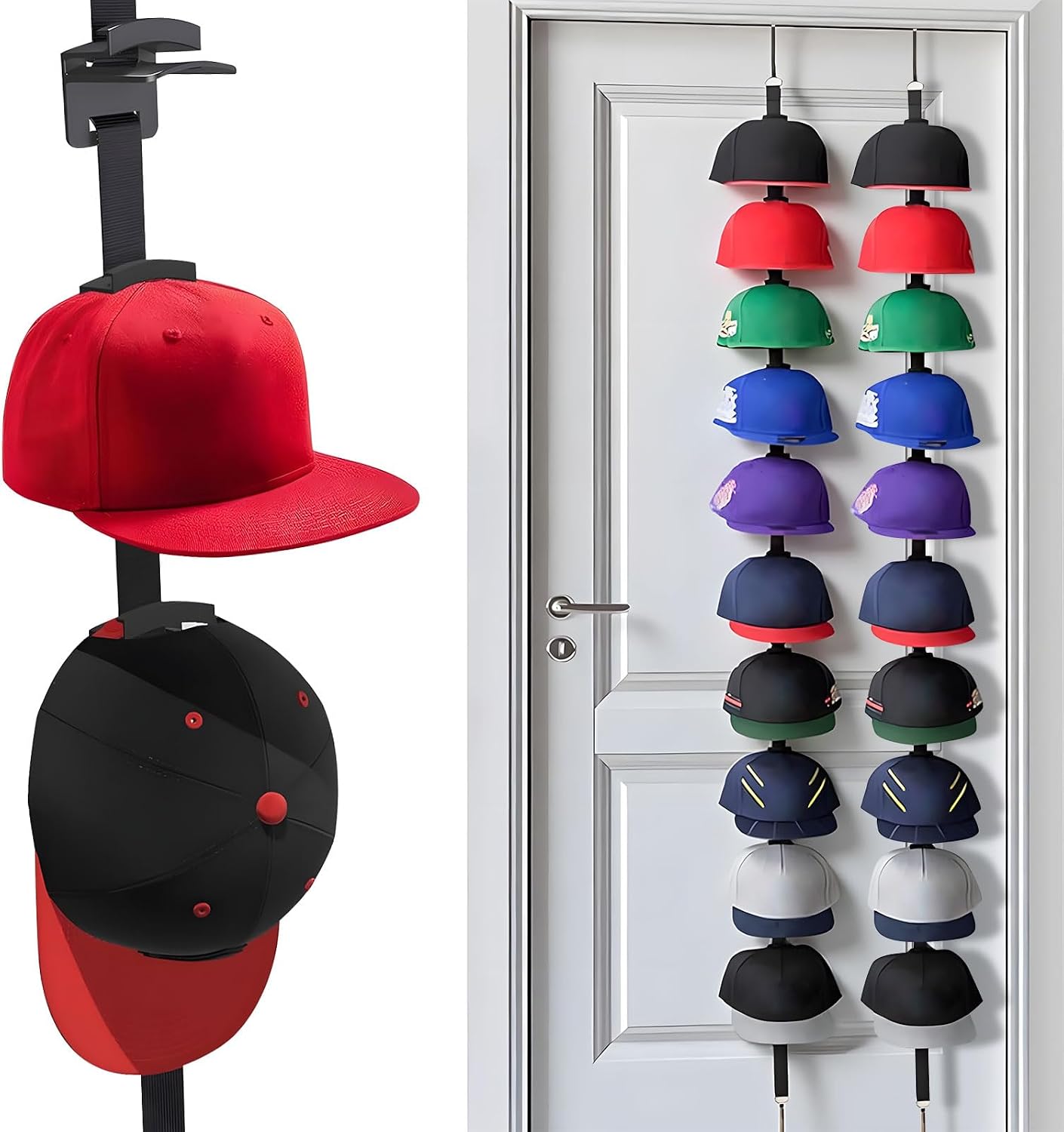 Multiple Functional Over The Door Hat Display Rack Modifiable Spacing For Organized Storage Scratch Complimentary Door Fasteners