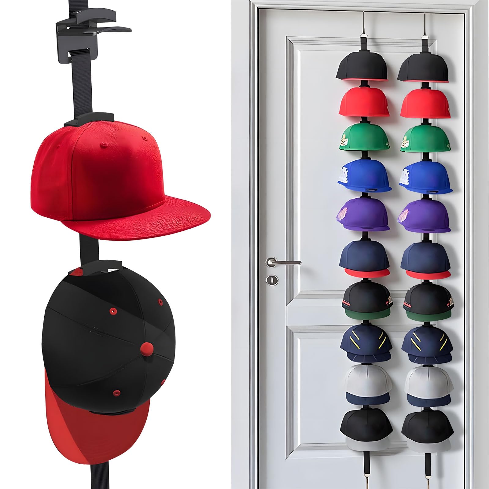 Tsophreniq Flexible Door Mounted Hat Storage Structure Modifiable Fasteners for Multiple Headpieces Easy Arrange Hat Display Fasteners