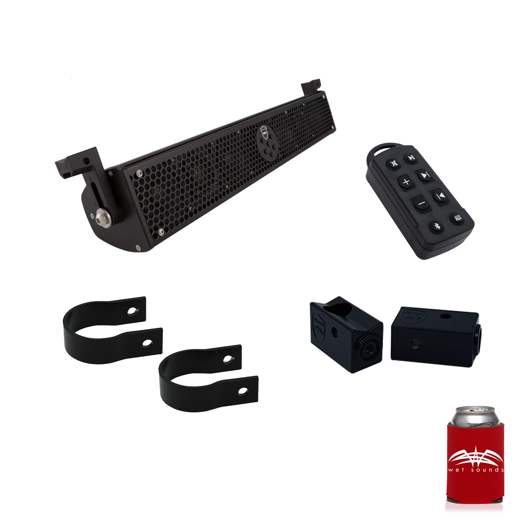 Wet Sounds Stealth 6 Ultra HD Black + UTV Mounting Kit, Slider Bracket and Round 1.5