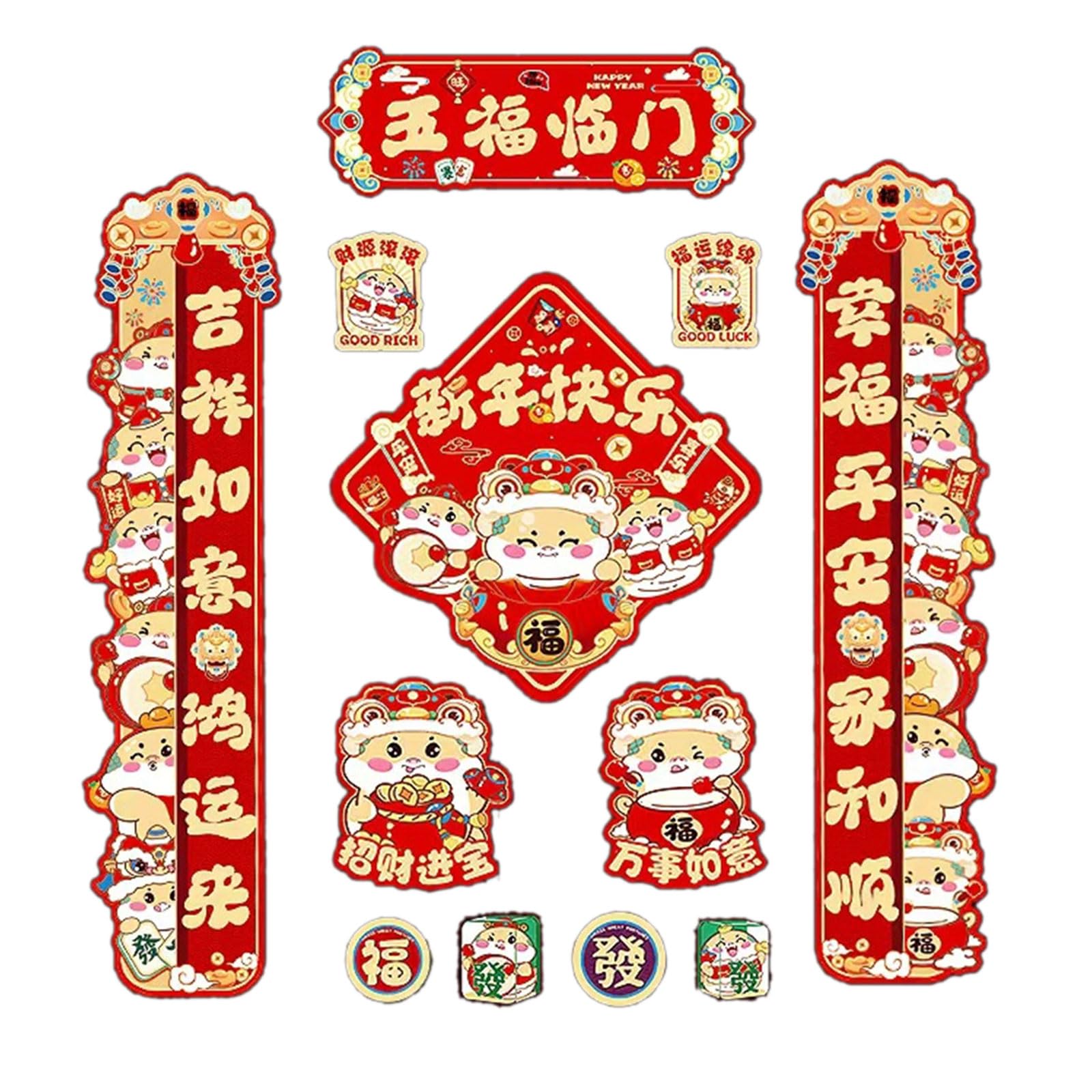 Tsophreniq D Snake Year Couplets Set Spring Festival Oor Ecoration Wall Ecals Window Sticker For Chinese New Year Window Sticker For Chinese New