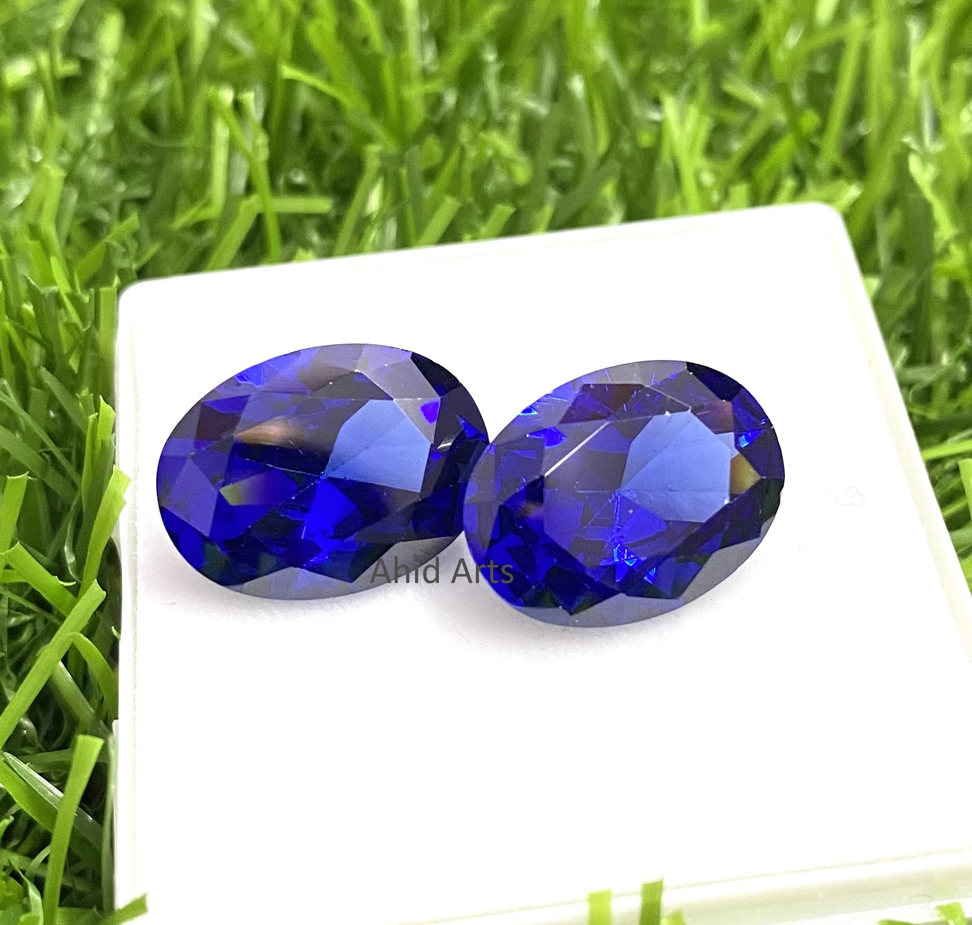 2 szt. fasetowany niebieski cyrkon luźny kamień szlachetny, 16 x 12 x 7 mm 20 karatów owalny kształt do produkcji biżuterii, Kamień szlachetny