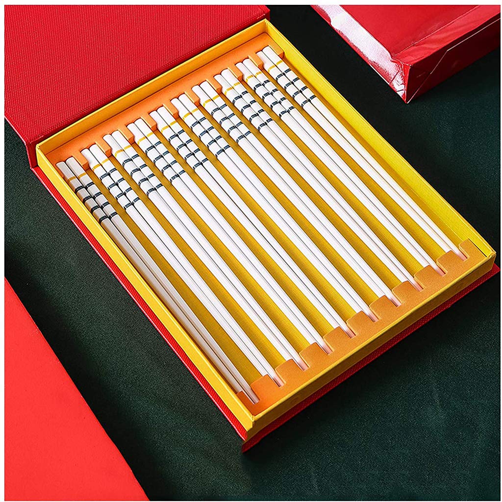 Juego de regalo de palillos de porcelana, palillos chinos de porcelana de hueso, palillos aptos para lavavajillas, reutilizables, palillos japoneses premium para sushi, cocinar arroz, olla calie