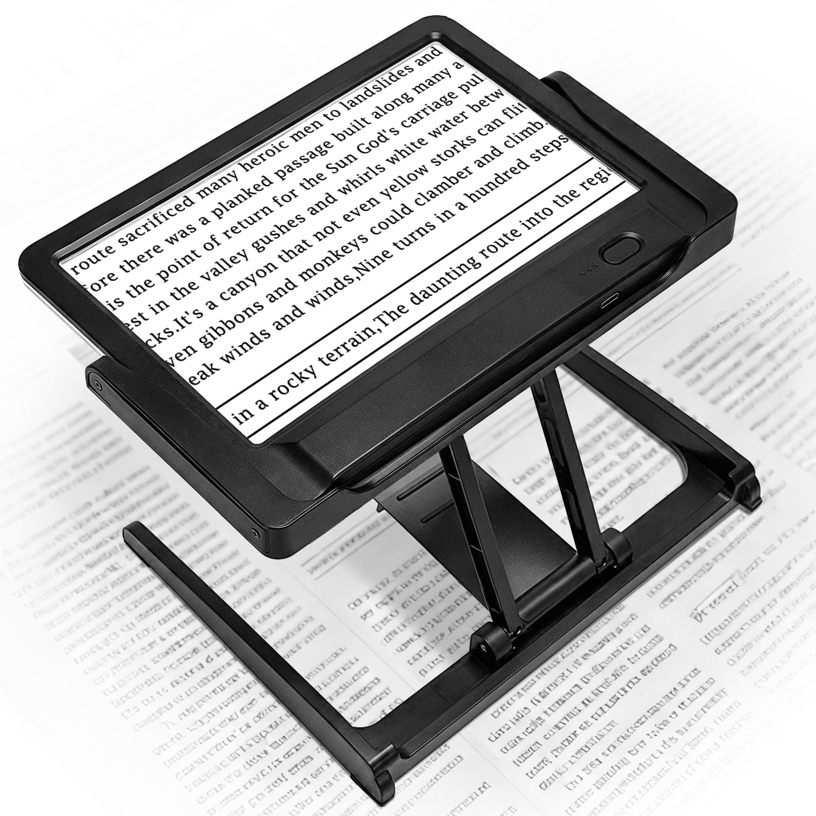 NZQXJXZ 6X Large Magnifying Glass for Reading, Rechargeable LED Magnifier with Detachable Stand, Handheld Magnifiers with Light, 3 Color Temperatures Magnifier for Reading Small Print,Seniors