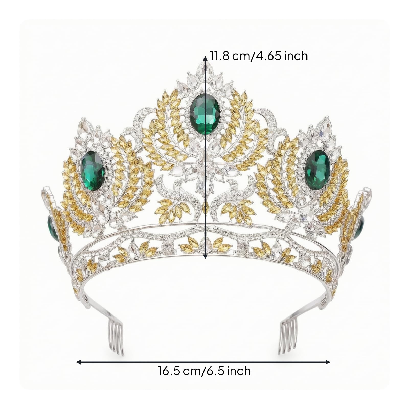 Corona Novia Dorada Corona Ornamental Elegante con Peinetas para Quinceañeras, Bodas, Style to 1