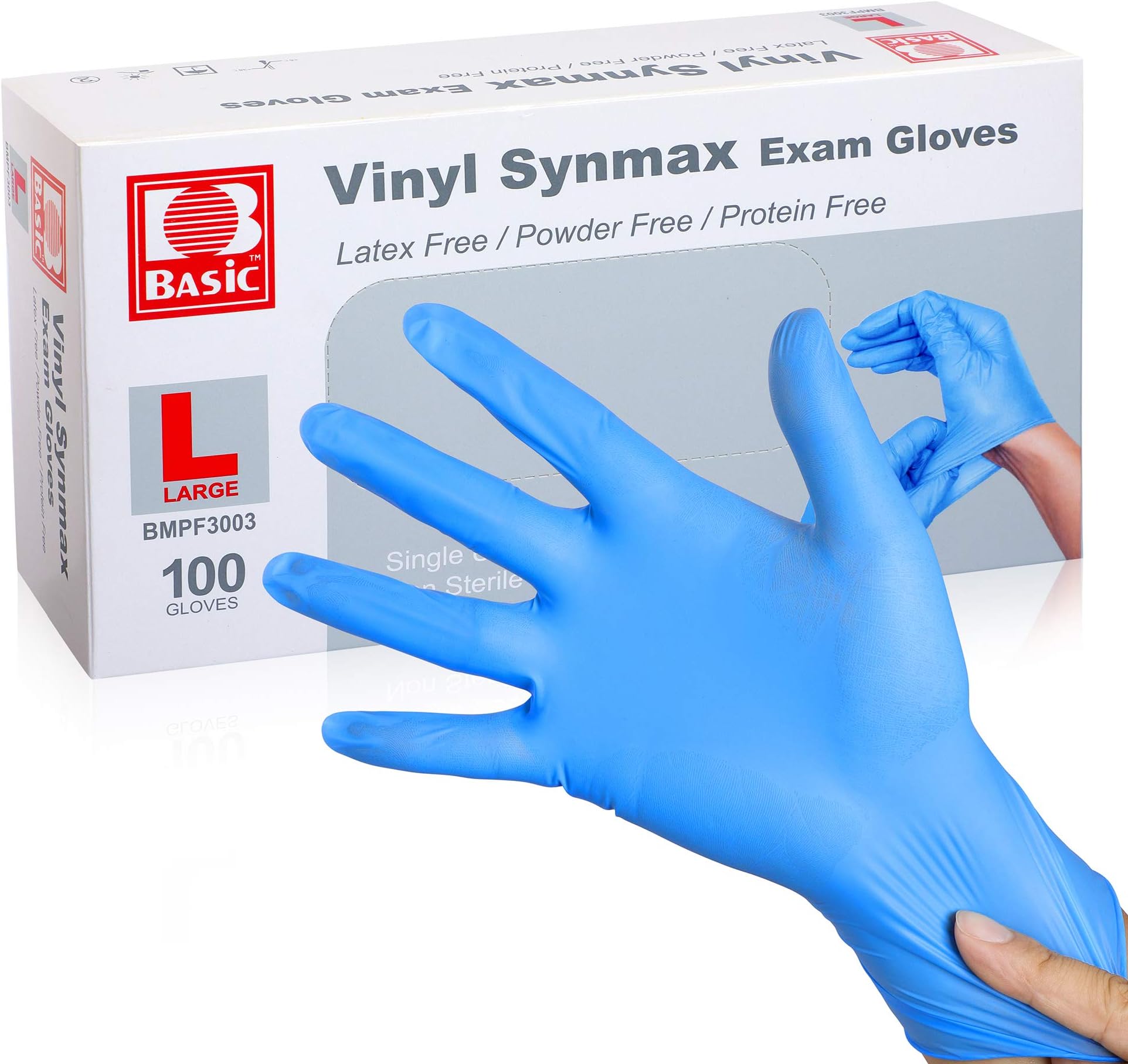 Large Disposable Vinyl Exam Gloves, 4 Mil-Thick -Latex Free Powder Free, Food Safe, Cleaning Gloves-Blue, 100 count