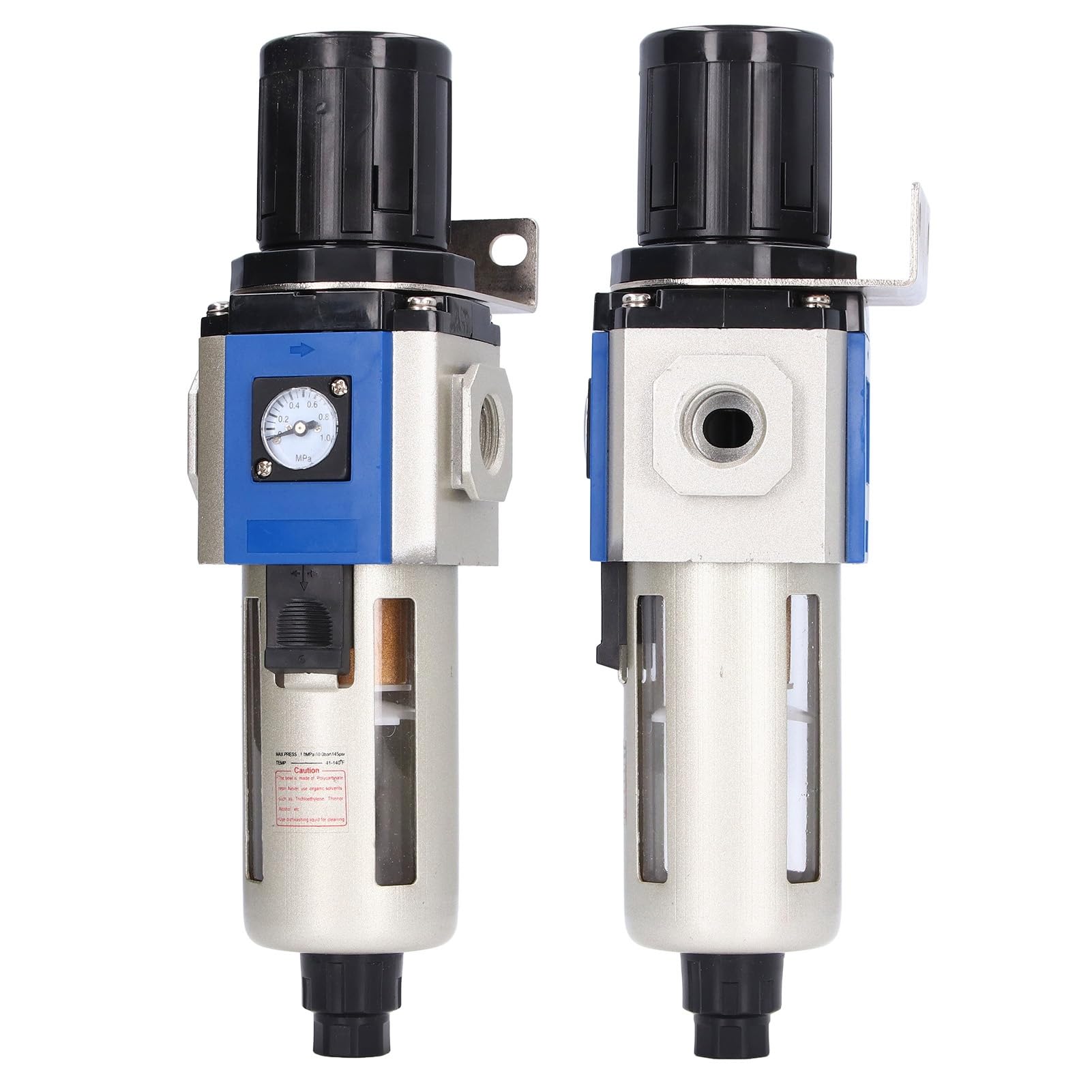 Regulador de Filtro de Aire Comprimido Filtro Regulador de Presión de Aleación de Aluminio 0,05 a 0,9 MPa Tazón de 80 CC Salida Estable Autoblocante para Compresor de Aire Taller Uso