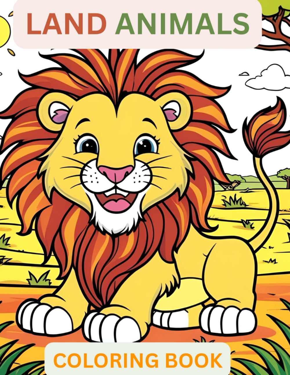 LAND ANIMAL COLORING BOOK: Land animals