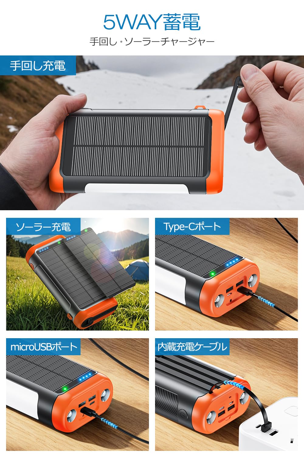 ❤米国の超高効率ソーラーパネルを4枚搭載♪❤超パワフル❣ソーラーチャージャー Amazon | TALLPOWER の薄型ソーラーパネルは、市販の類似の