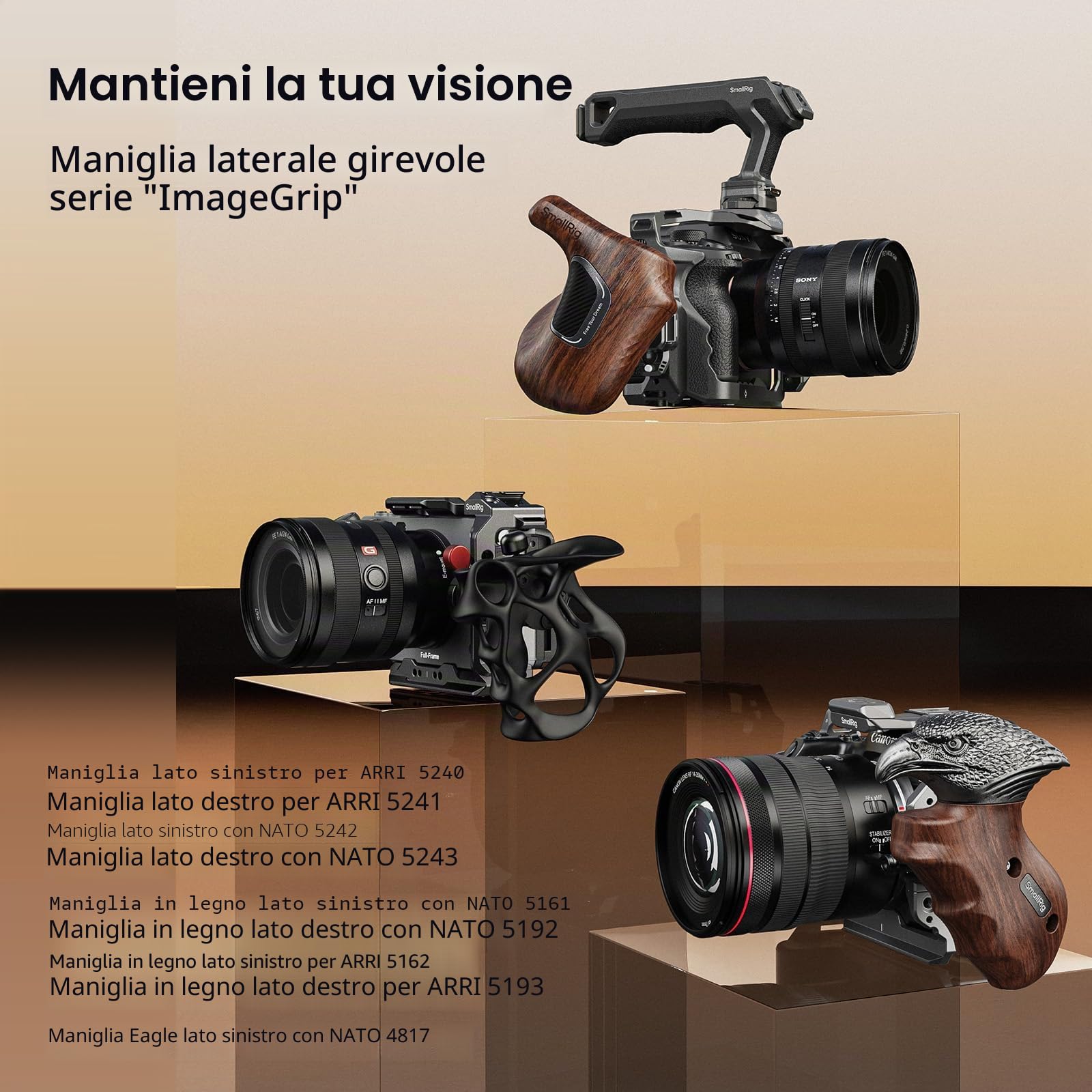 SMALLRIG Maniglione rotativo a 360° con morsetto Nato, incluso nella guida Nato, carico 15kg/33lb, rilascio rapido per Cages & Shoulder Rigs – 5243