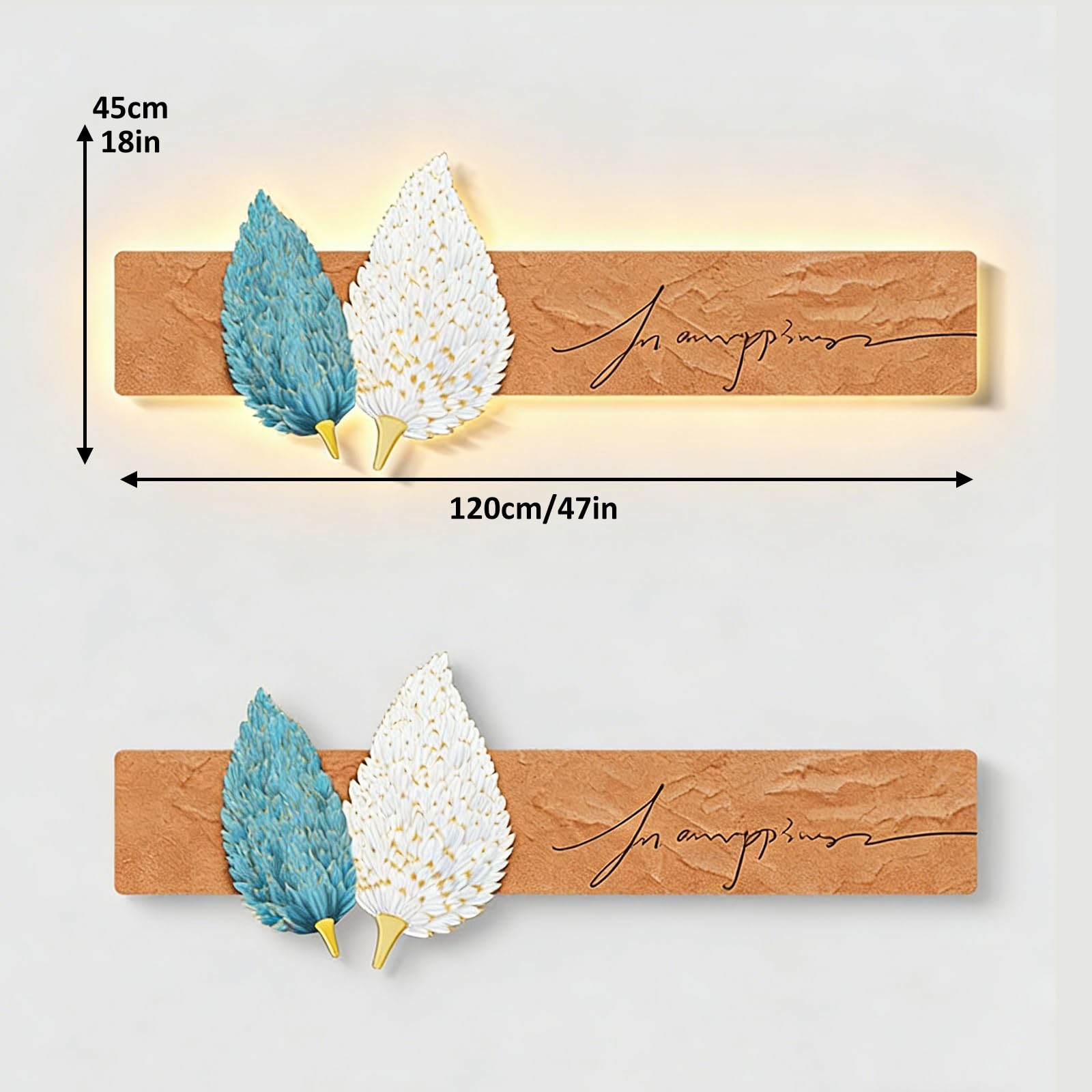 WNGJZZYC Esculturas de Pared con Luz LED, Pintura Mural 3D Con Luz, Arte Mural LED Grande Con Alimentación Enchufable Para Hogar, Entrada, Pasillo(Brown,120x45cm/47x18in)