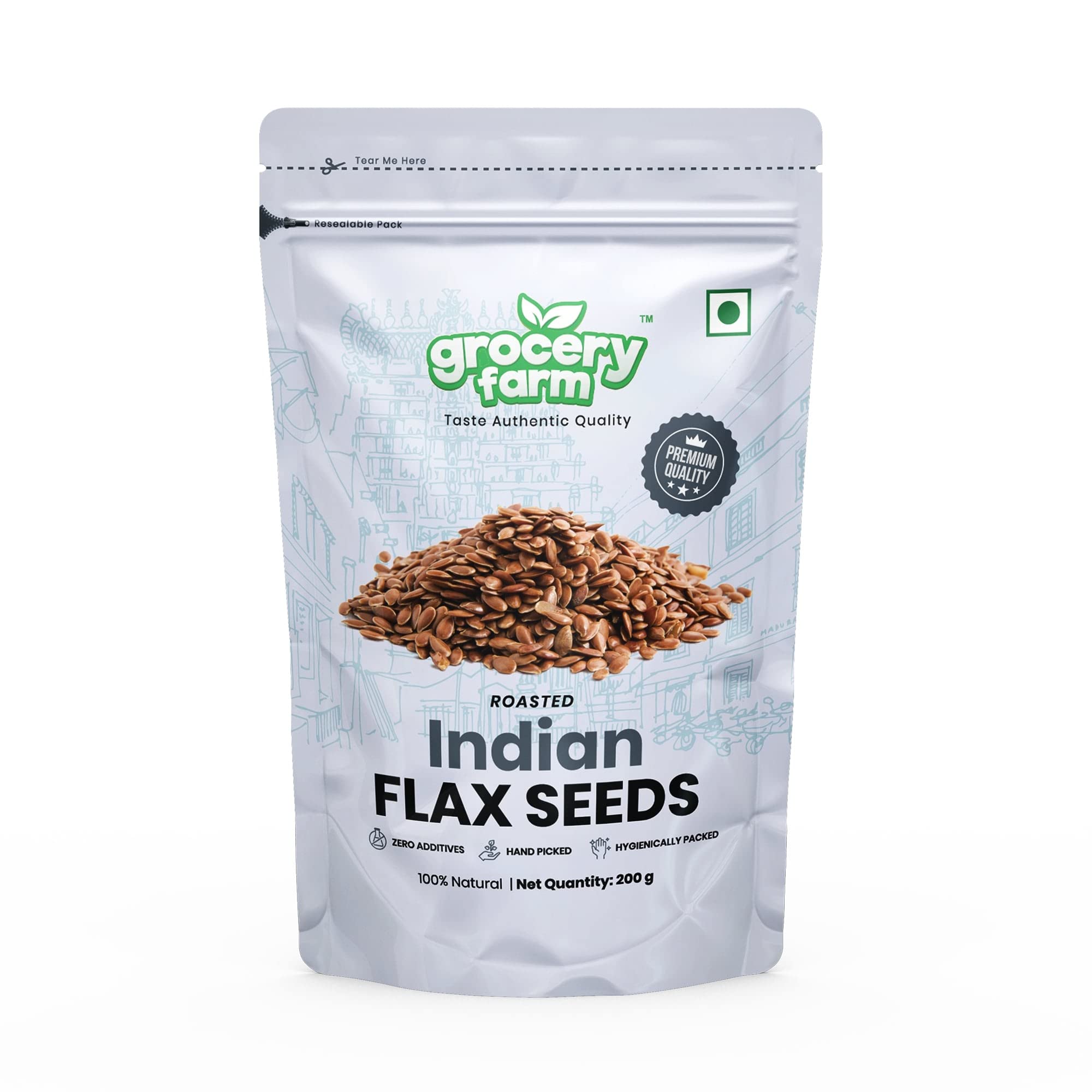 Grocery Farm Indian Roasted Flax Seeds 200gm | Hand-Picked Healthy Snack Only for You | Premium- Quality Alsi-seeds | Wholesome Goodness in Every Bite (B0BYP6M4T3) Amazon Price History, Amazon Price Tracker